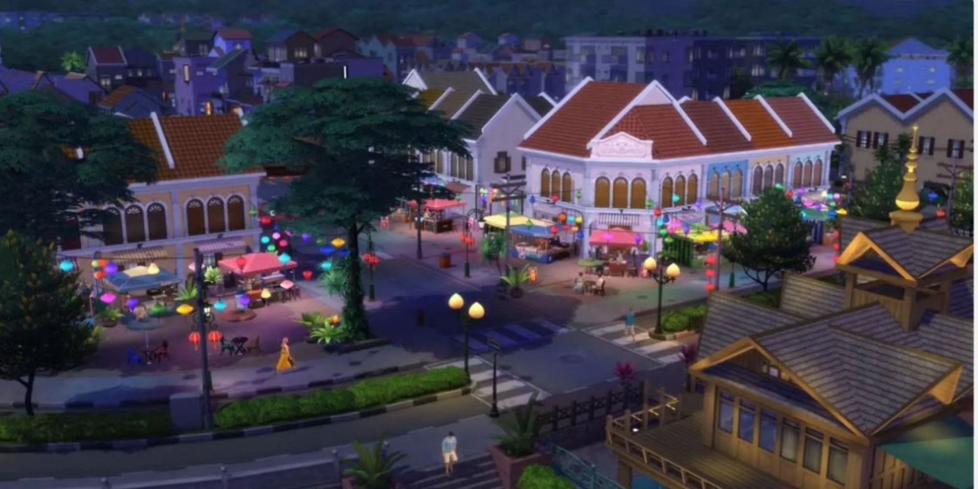 Cảnh thị trấn trong game The Sims 4 Stars Hollow