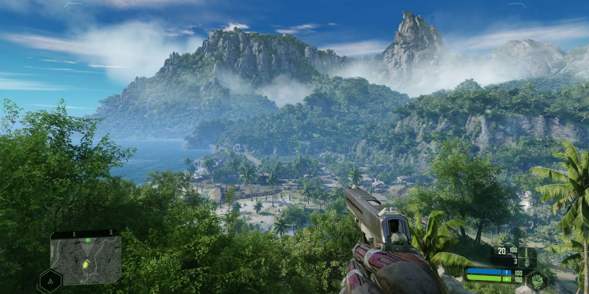 Hình ảnh đặc trưng của game Crysis, nổi bật bộ giáp Nanosuit và môi trường rừng nhiệt đới