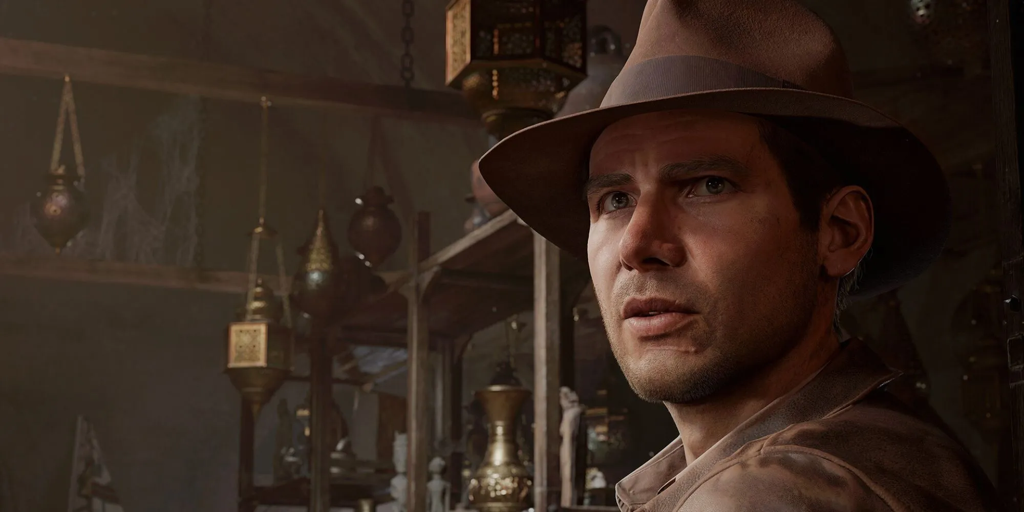 Indiana Jones cầm roi trong game Indiana Jones and the Great Circle