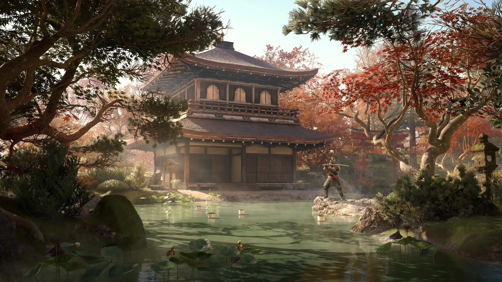Một cảnh hành động kịch tính trong game Assassin's Creed Shadows