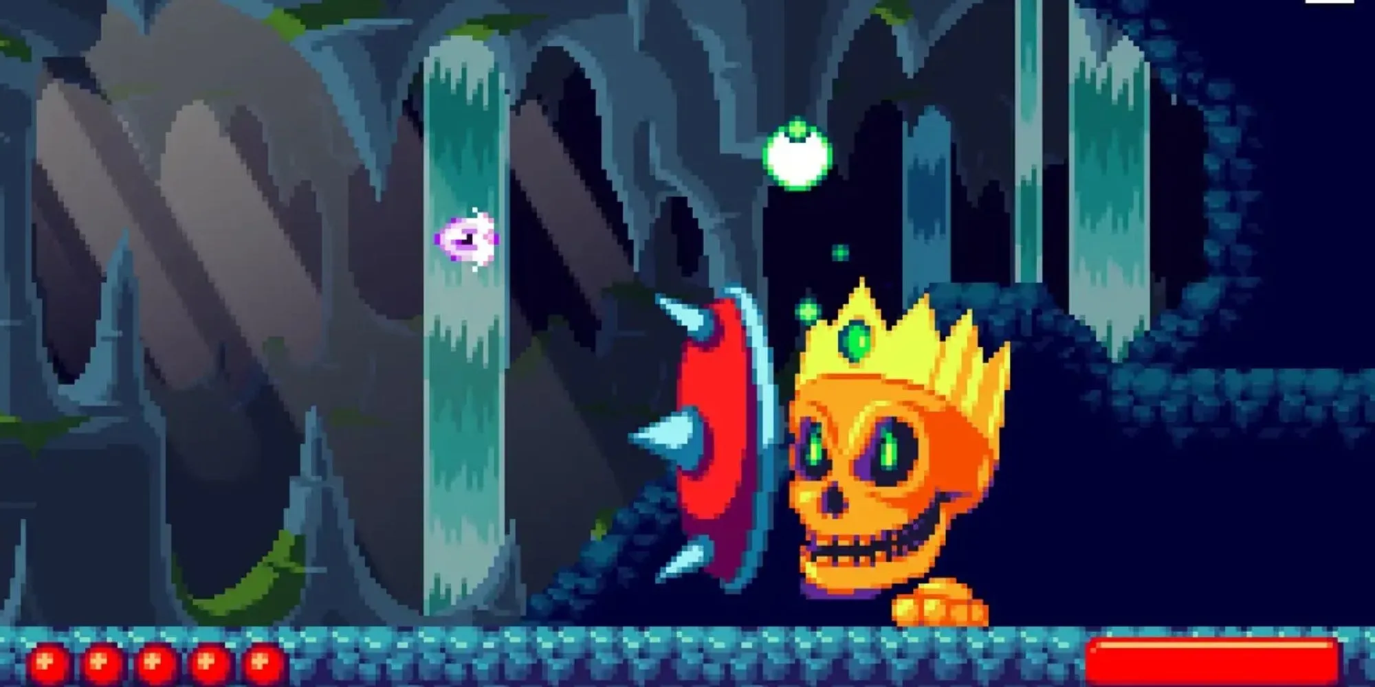 Nhân vật nhãn cầu trong game Witcheye đang di chuyển trong màn chơi đầy màu sắc