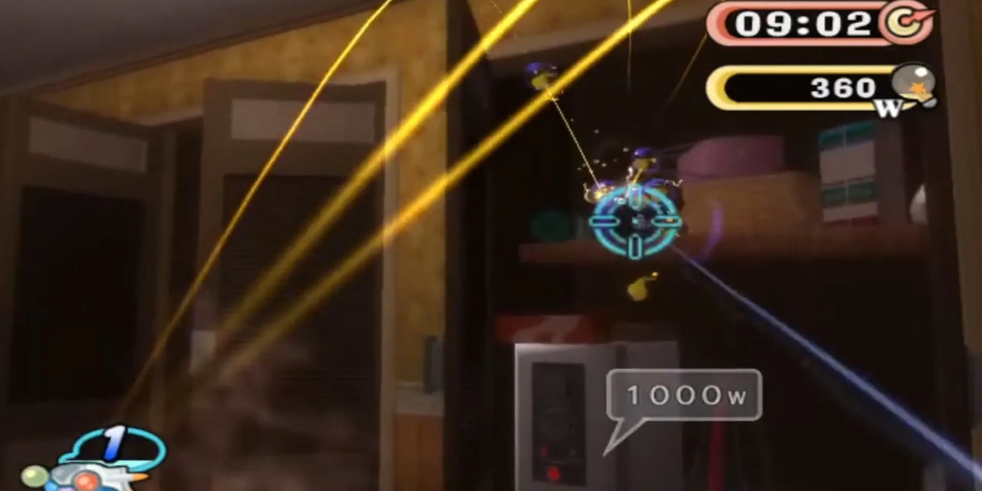 Sử dụng súng bắt Elebits để thu thập năng lượng trong game Elebits