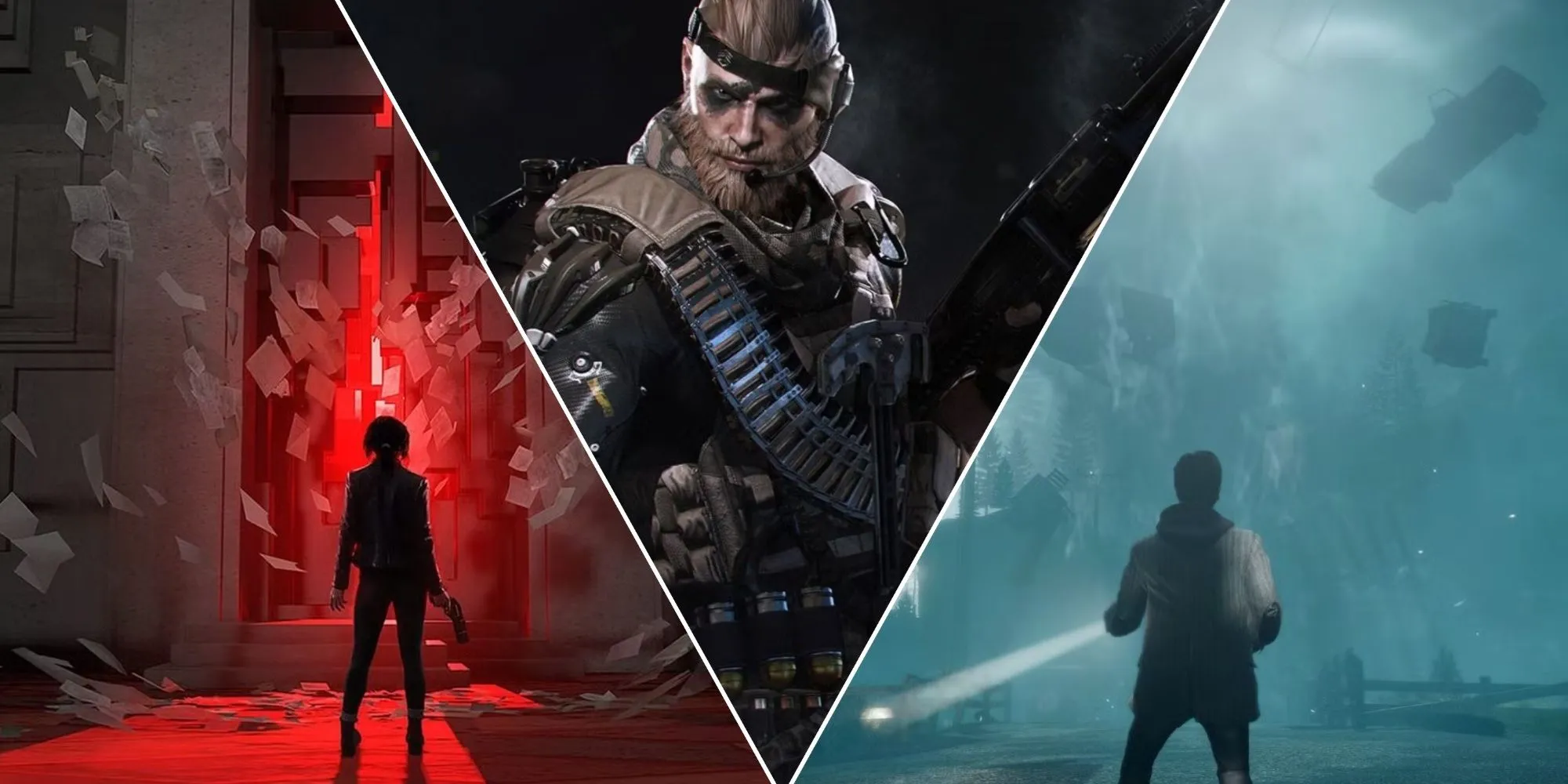 Tổng hợp hình ảnh các tựa game nổi bật của Remedy Entertainment như Control và Alan Wake.