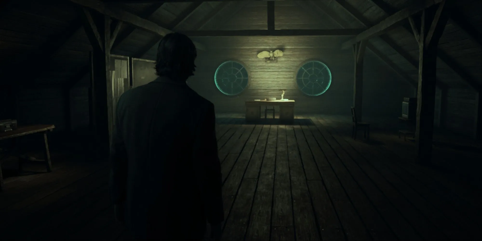 Alan Wake đi qua cánh cửa xoắn ốc, đối mặt với chính mình trong Dark Place của game Alan Wake