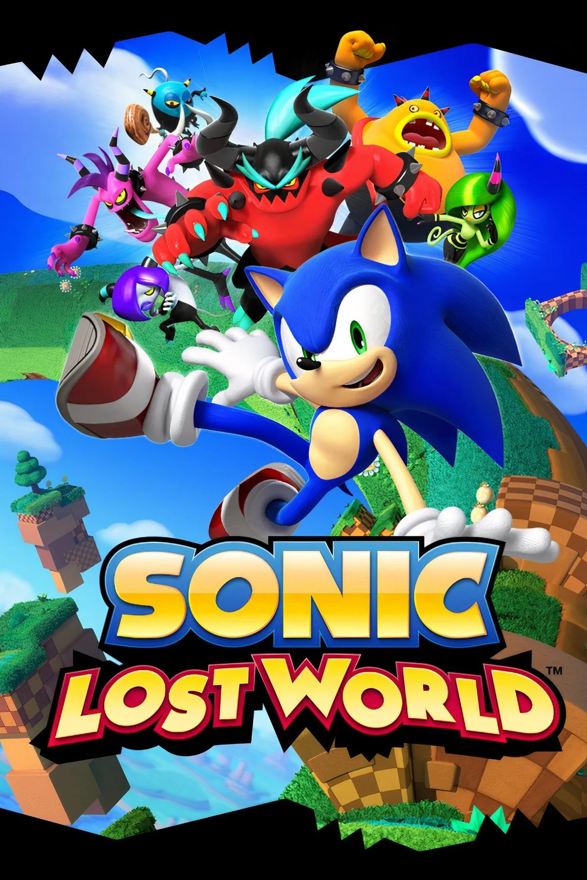Ảnh bìa chính thức của game Sonic Lost World, với Sonic và các thành viên Deadly 6.
