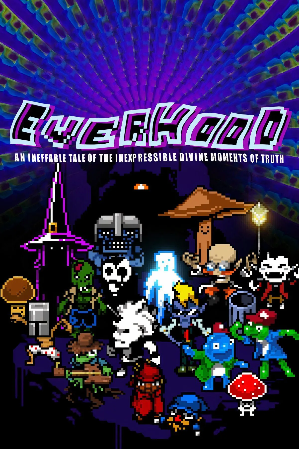 Ảnh bìa game Everhood với nhân vật chính trong bối cảnh đồ họa pixel rực rỡ