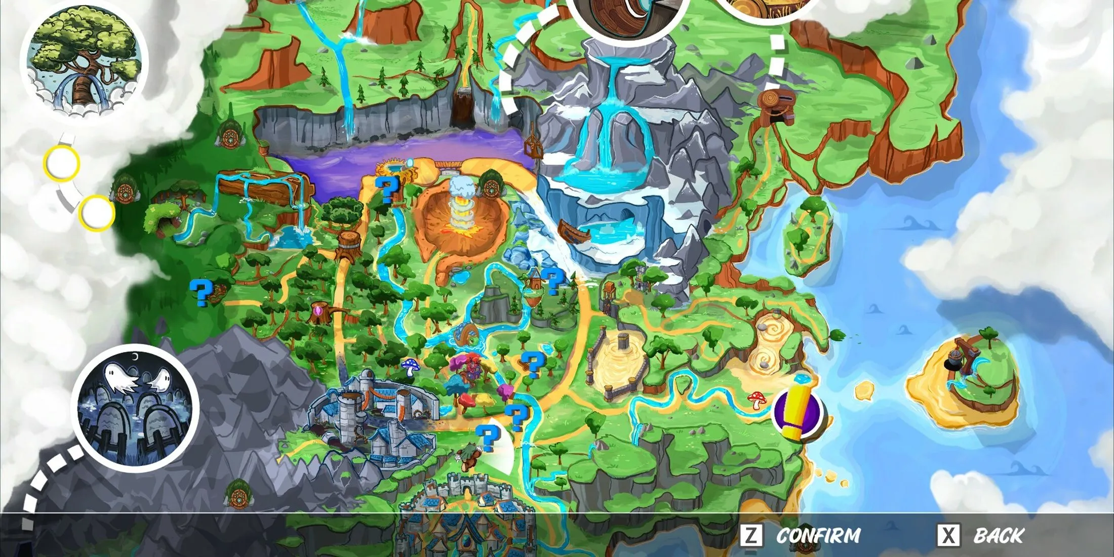 Bản đồ thế giới rộng lớn trong game Ruffy and the Riverside