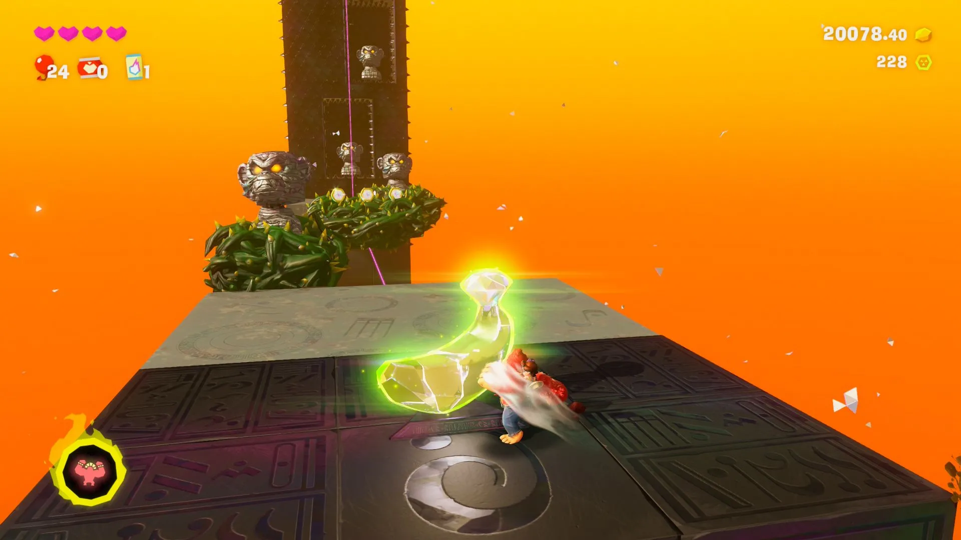 Banandium Gem thứ hai dễ dàng nhìn thấy giữa màn Stompy Ascent Donkey Kong Bananza