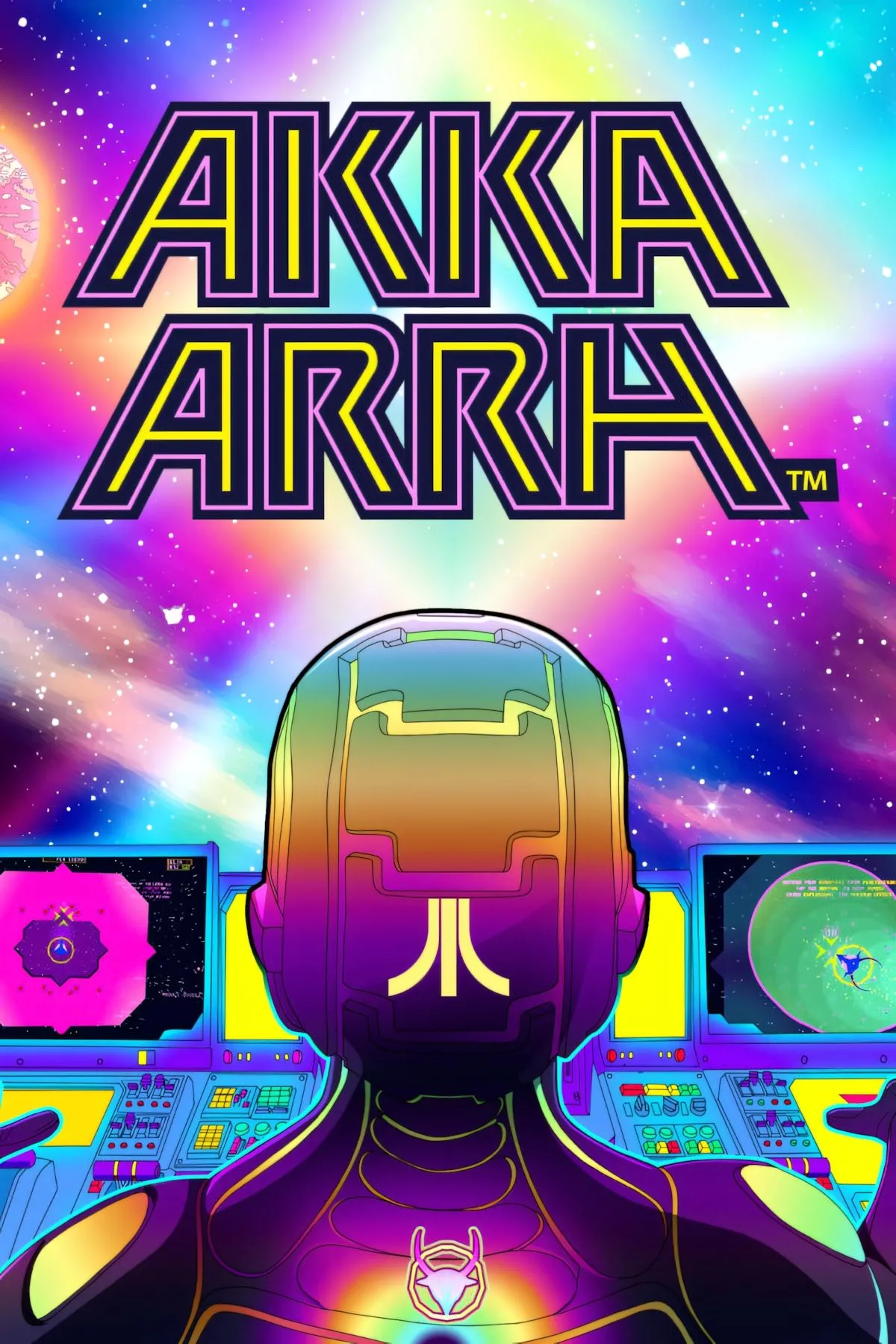 Bìa game Akka Arrh với các hình khối trừu tượng đầy màu sắc
