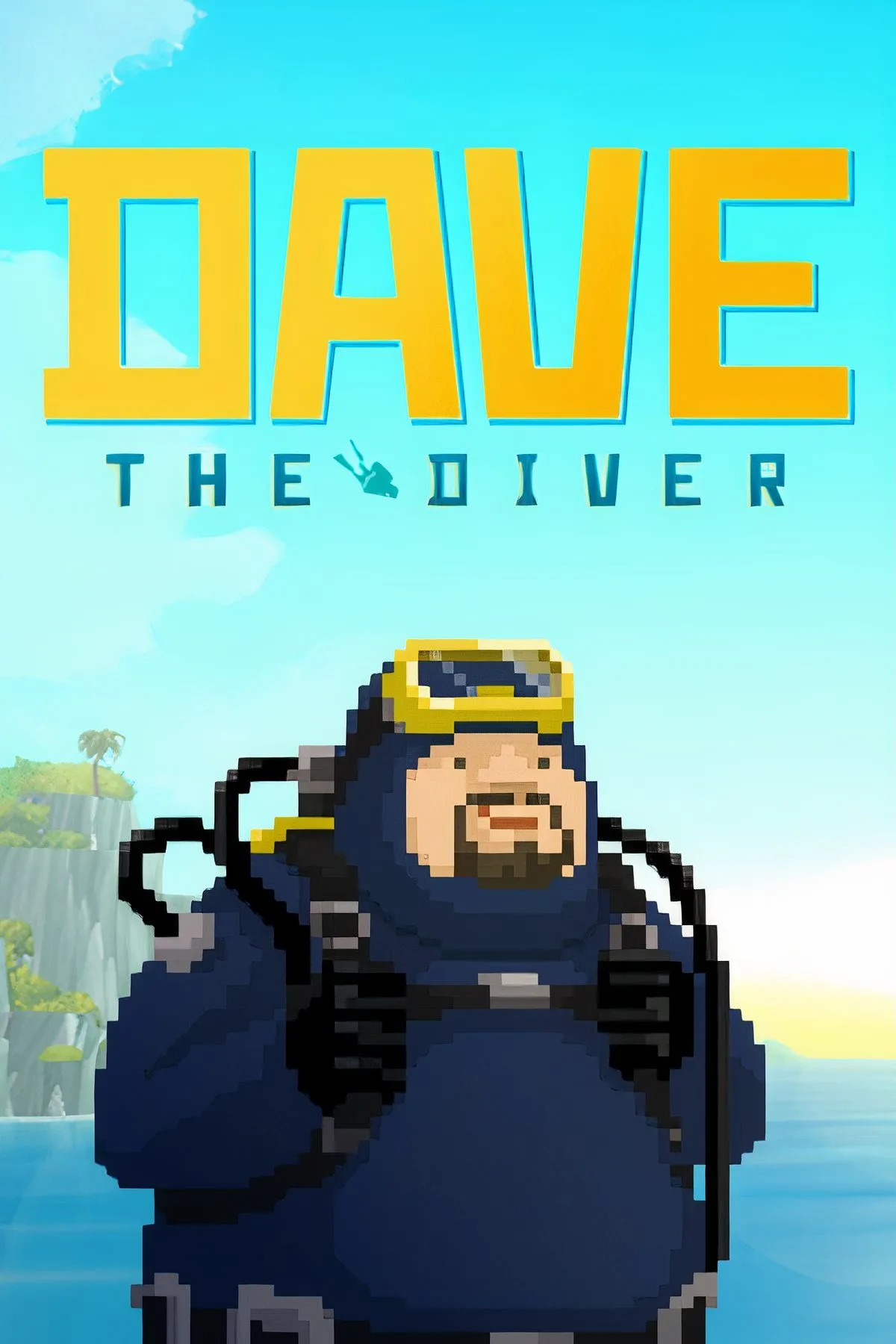 Bìa game Dave the Diver với Dave cầm súng lặn và một con cá, thể hiện lối chơi lặn biển độc đáo