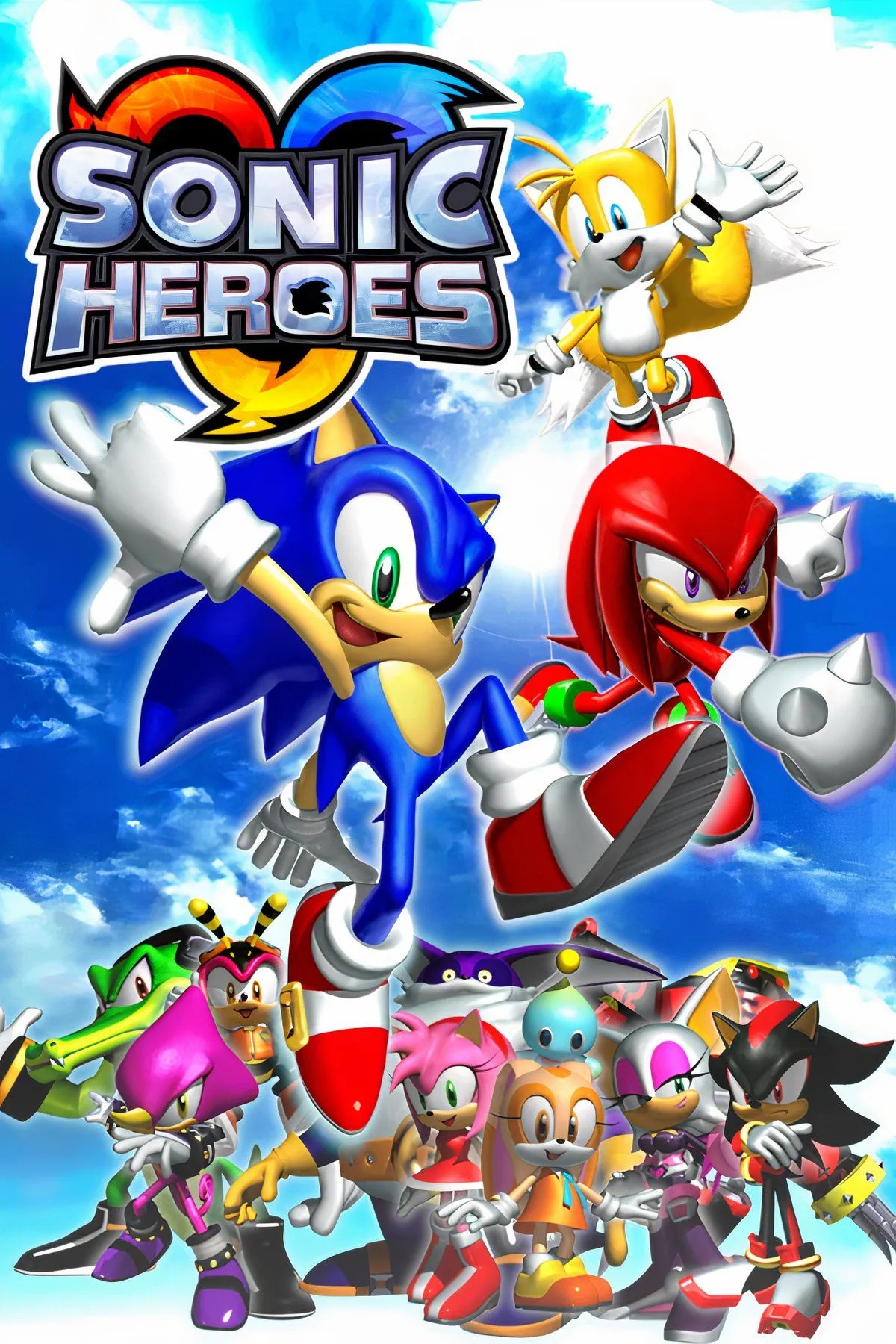 Bìa game Sonic Heroes, tập trung vào lối chơi đội hình độc đáo.