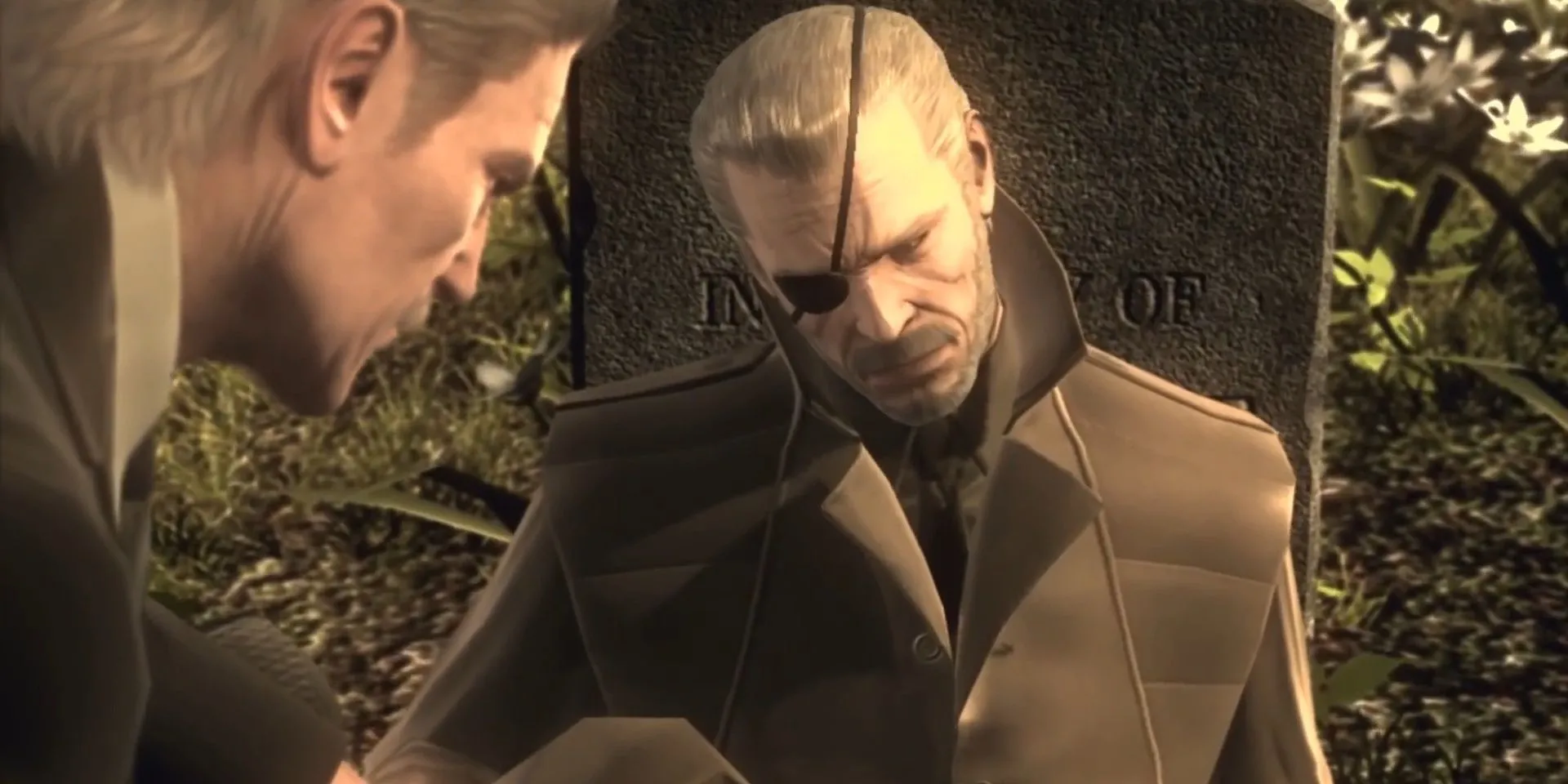 Big Boss và Solid Snake tại nghĩa trang trong game Metal Gear Solid 4