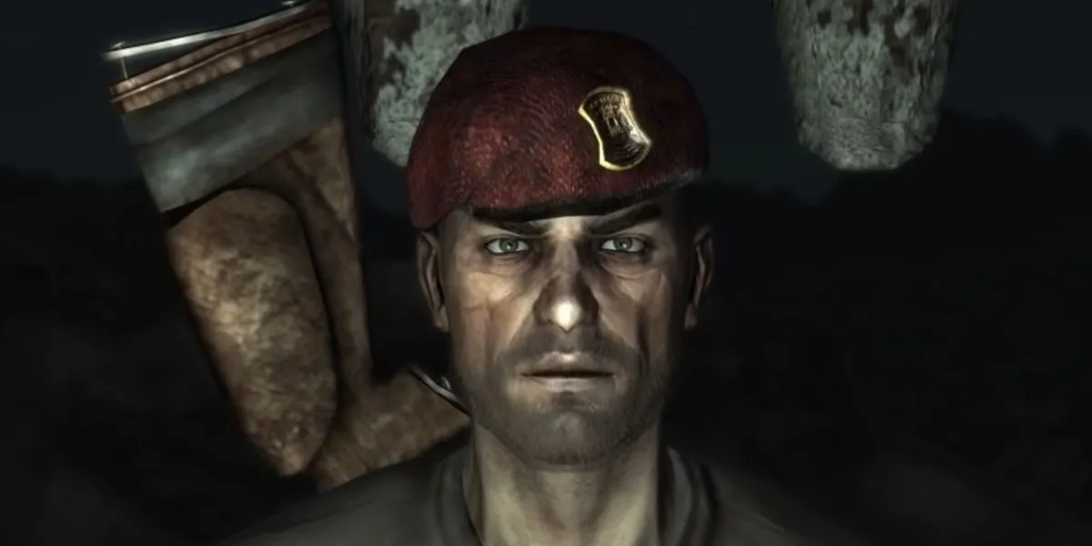 Boone trao đổi với Courier trong Fallout New Vegas