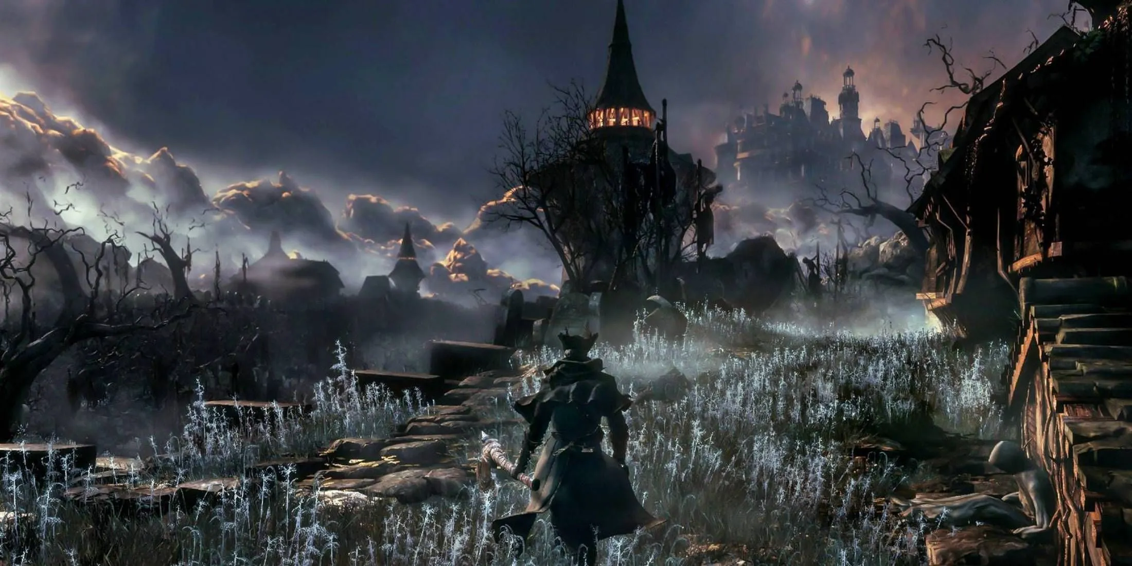 Cận cảnh một con quái vật đáng sợ trong Bloodborne, minh họa thiết kế kẻ thù độc đáo và kinh dị