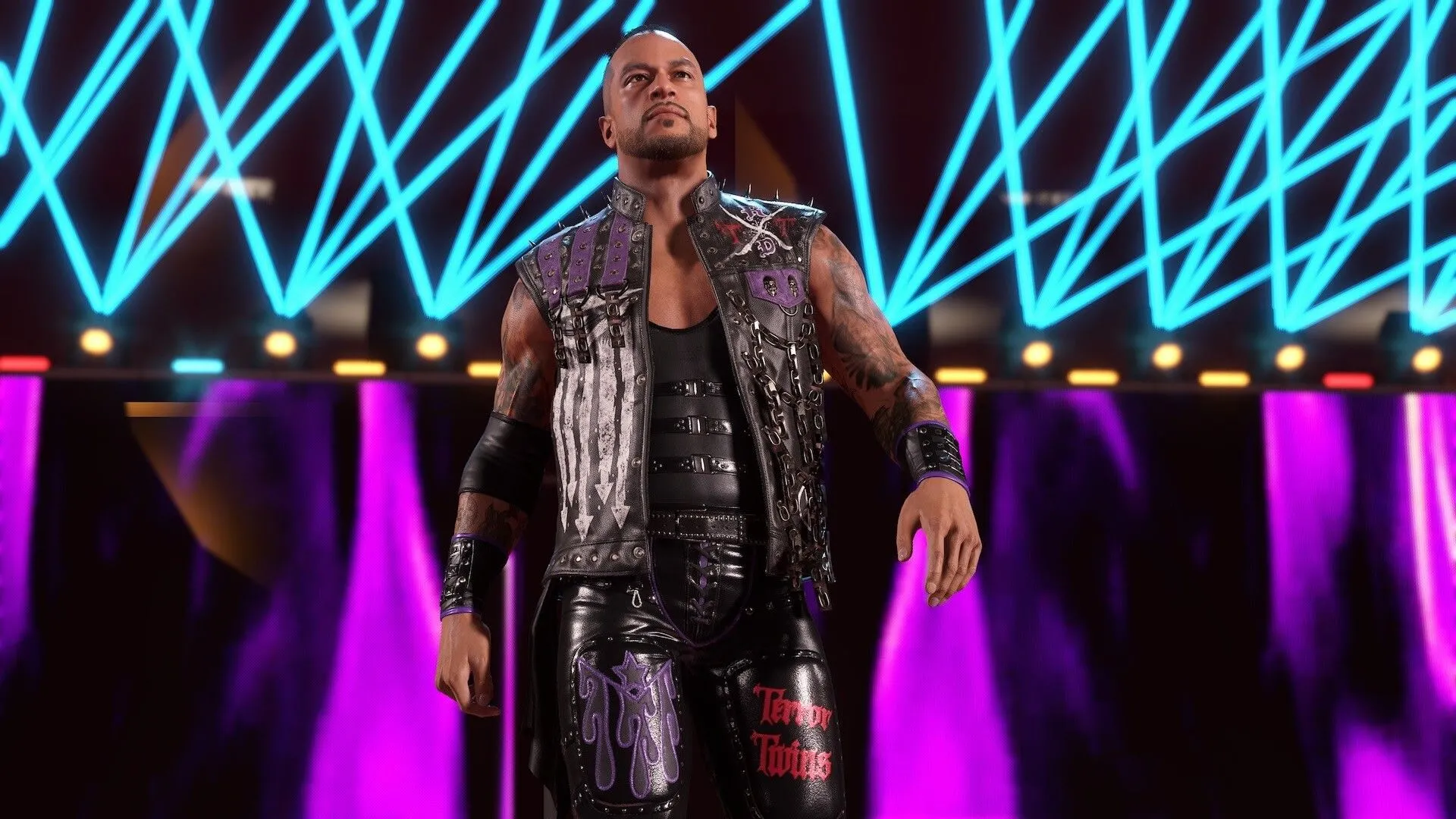 Cảnh đấu vật kịch tính trong WWE 2K25 với các chi tiết đồ họa ấn tượng