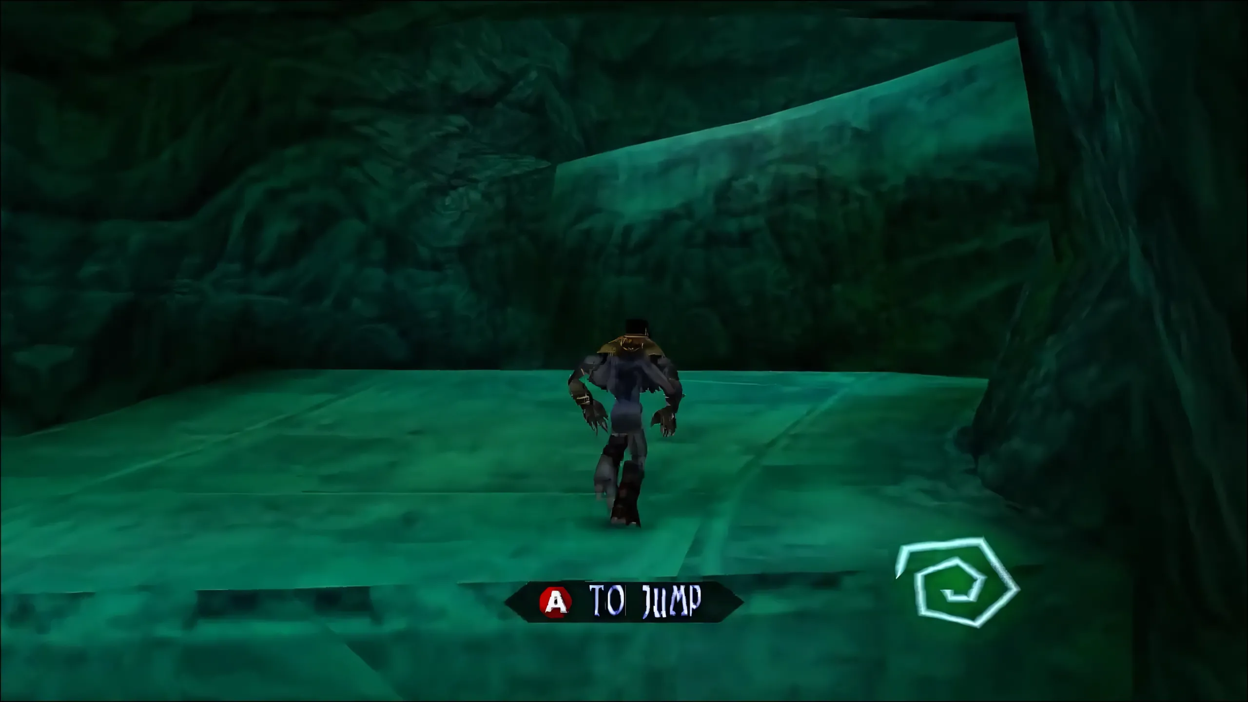 Cảnh trong game Legacy Of Kain: Soul Reaver, thể hiện độ sâu và chi tiết môi trường 3D của The Abyss, một kỳ quan đồ họa PS1.