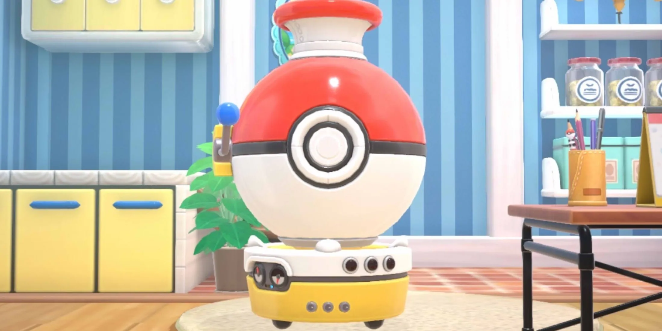 Cỗ máy Plush-O-Matic hình quả Poke Ball khổng lồ, nơi game thủ tạo ra những thú nhồi bông Pokemon độc đáo.