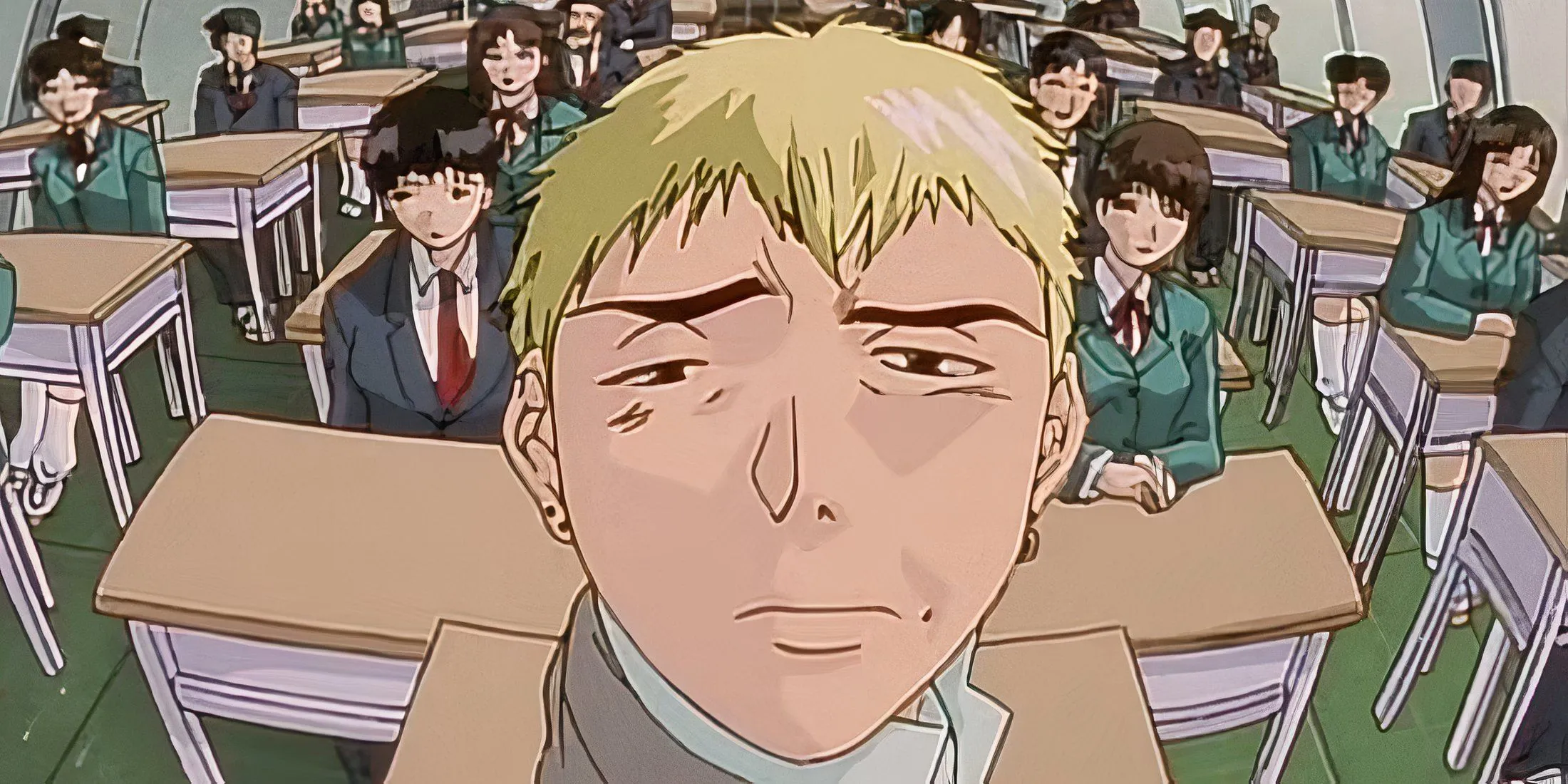 Eikichi Onizuka, thầy giáo du côn, đứng trong lớp học với vẻ mặt bá đạo trong anime GTO