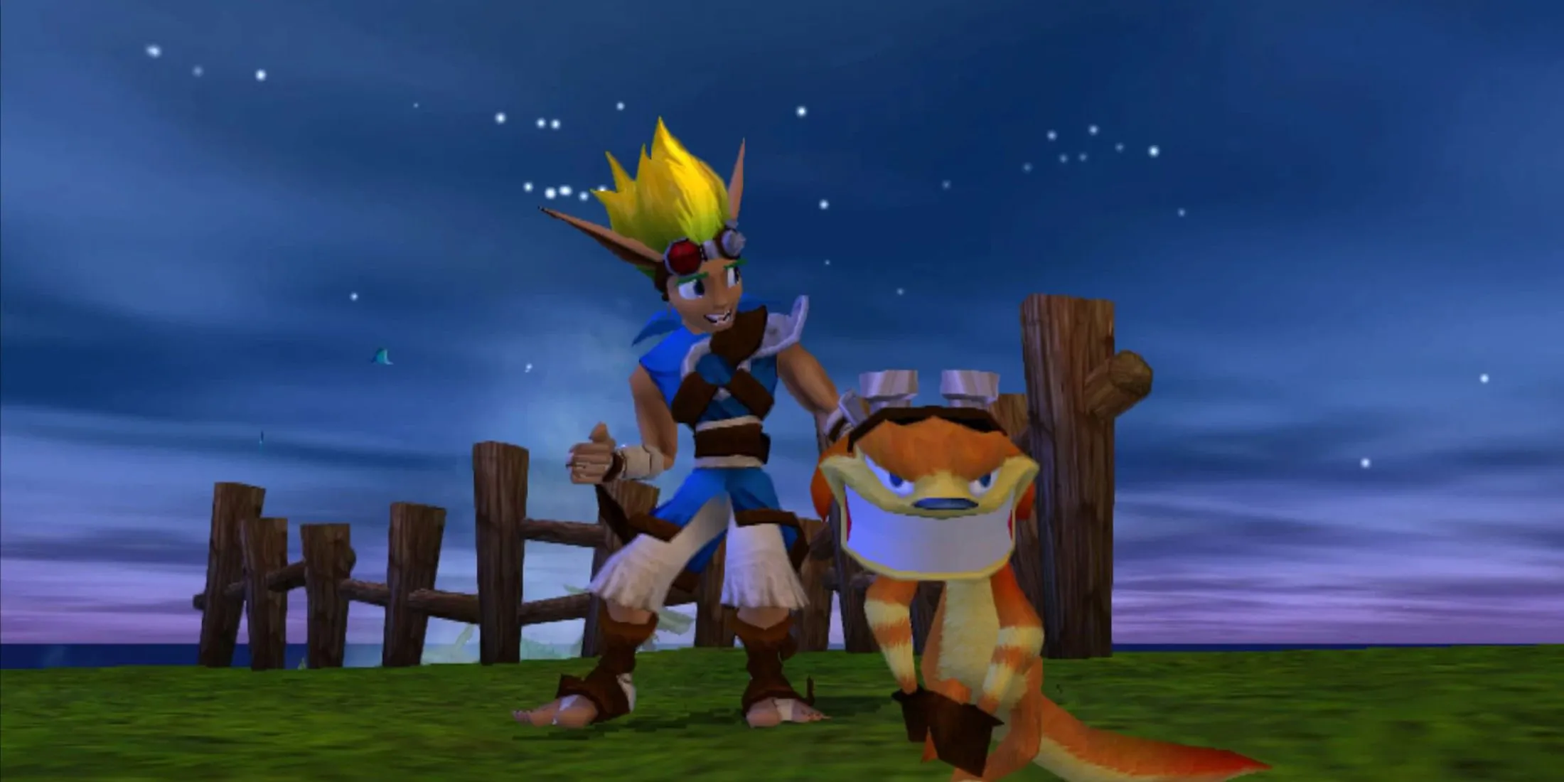 Hình ảnh Jak và Daxter mỉm cười từ game The Precursor's Legacy trên PS2