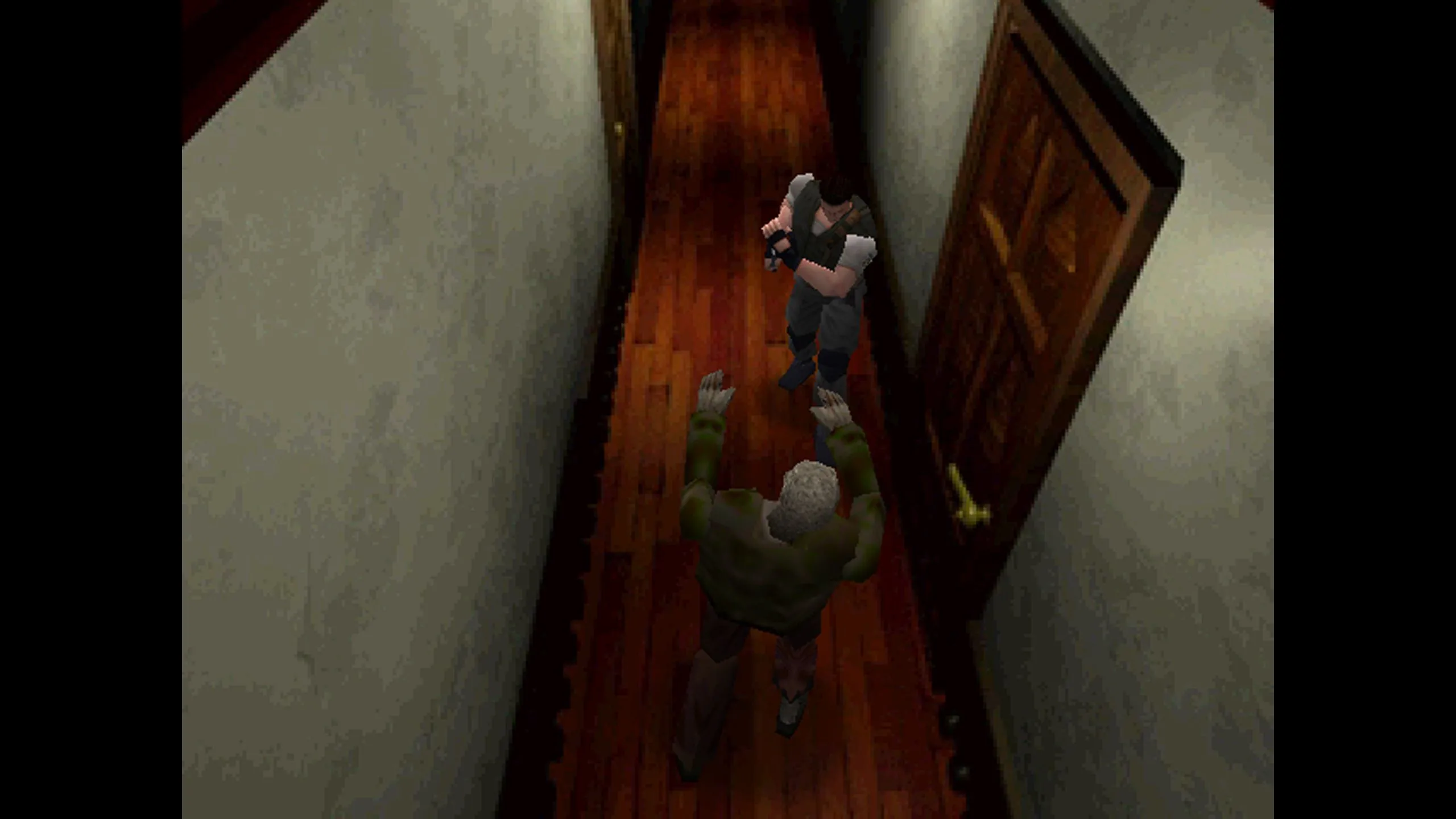 Jill Valentine đối mặt với zombie trong biệt thự Spencer của Resident Evil 1