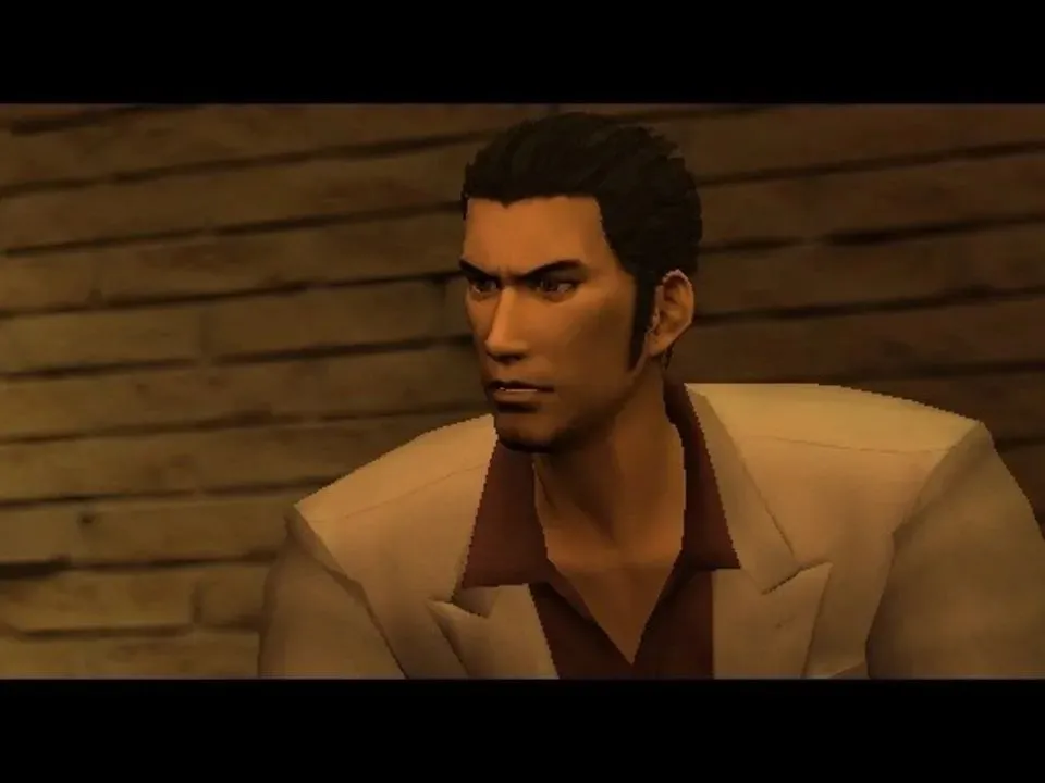Kazuma Kiryu trong một pha hành động căng thẳng của Yakuza 1 trên PS2