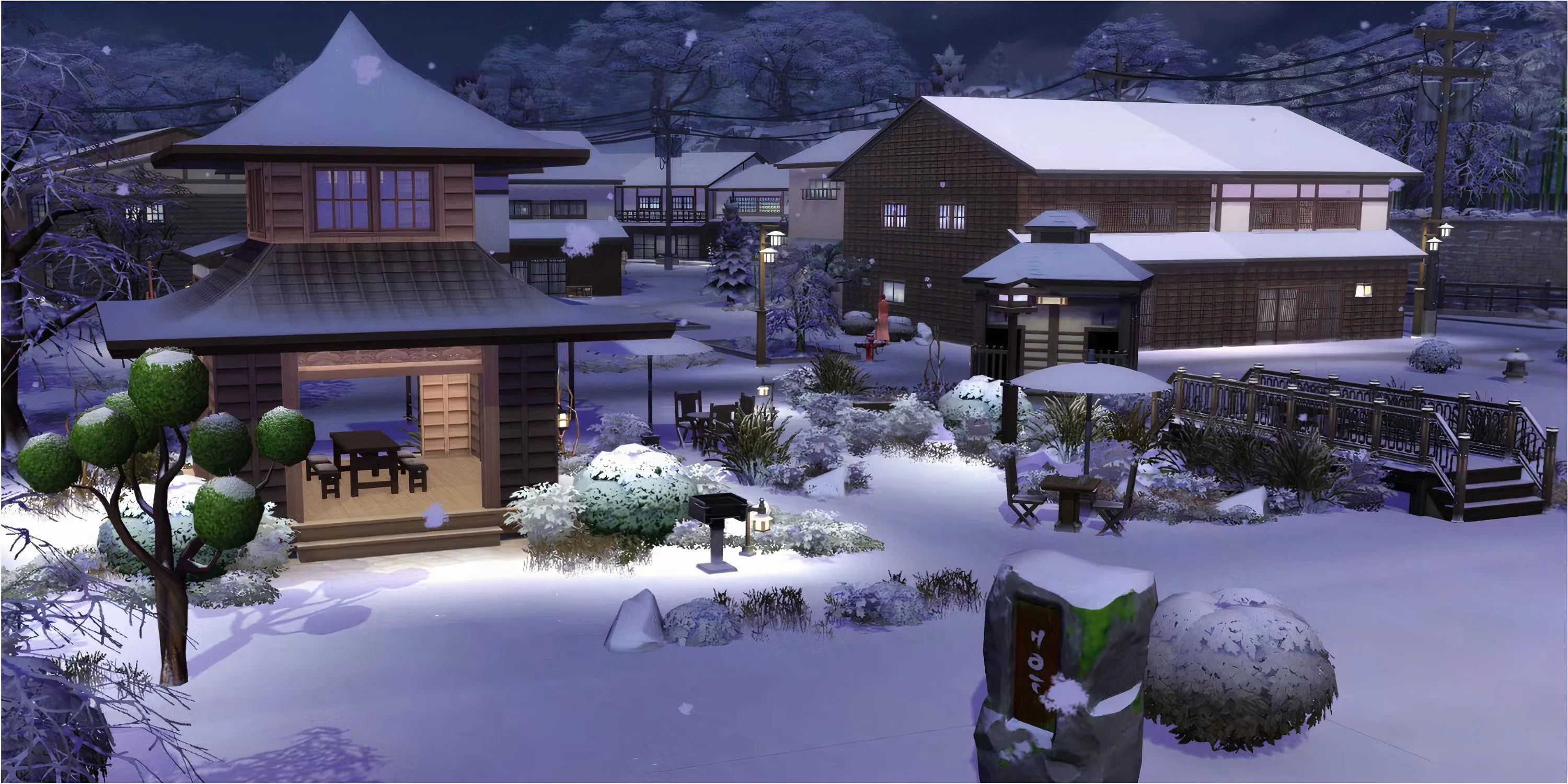Kiyomatsu Vacation Rental, căn nhà nghỉ dưỡng ấm cúng giữa núi tuyết Komorebi trong The Sims 4