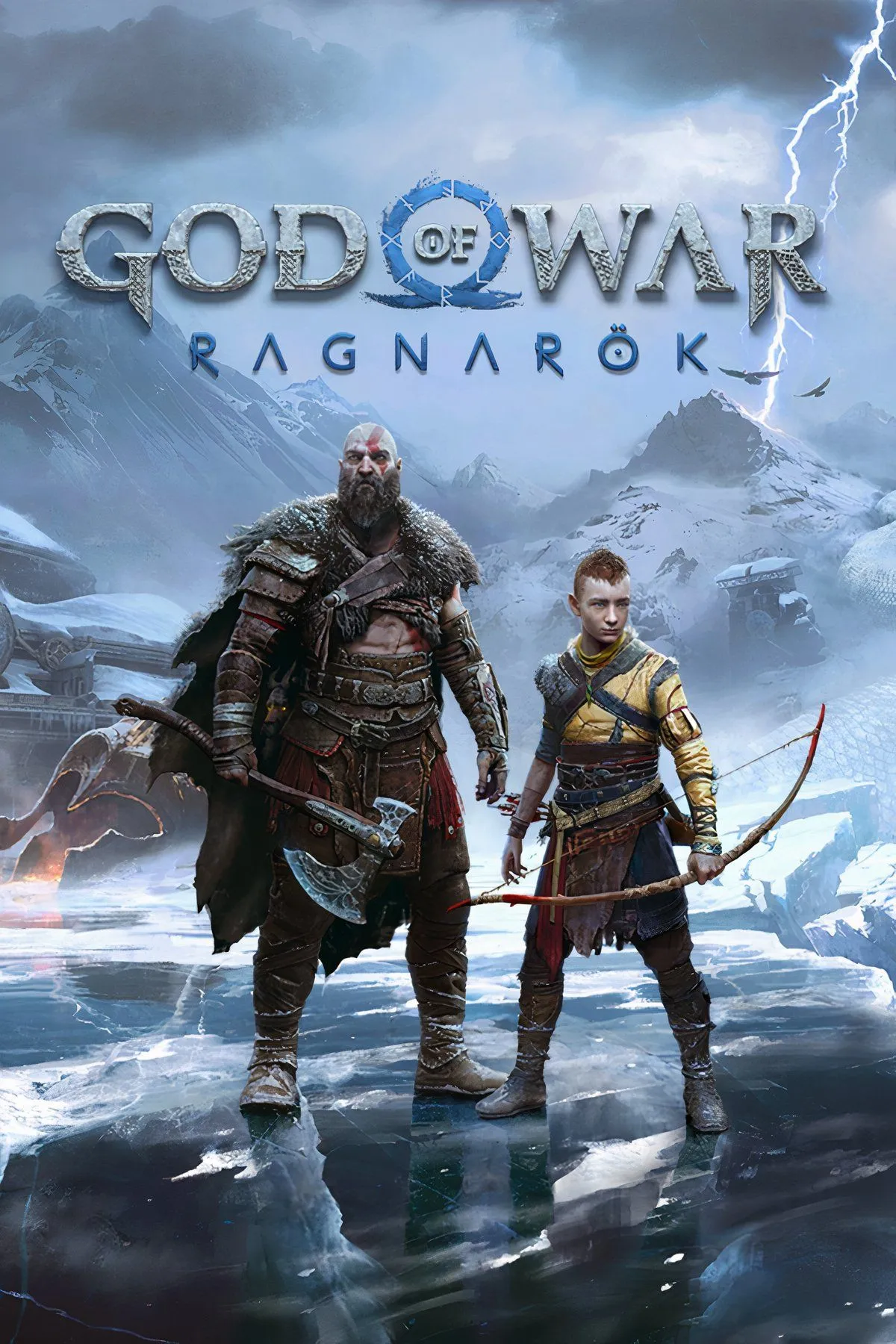 Kratos và Atreus đối mặt với Fenrir trong God of War Ragnarok, thể hiện đồ họa ấn tượng và quy mô hoành tráng