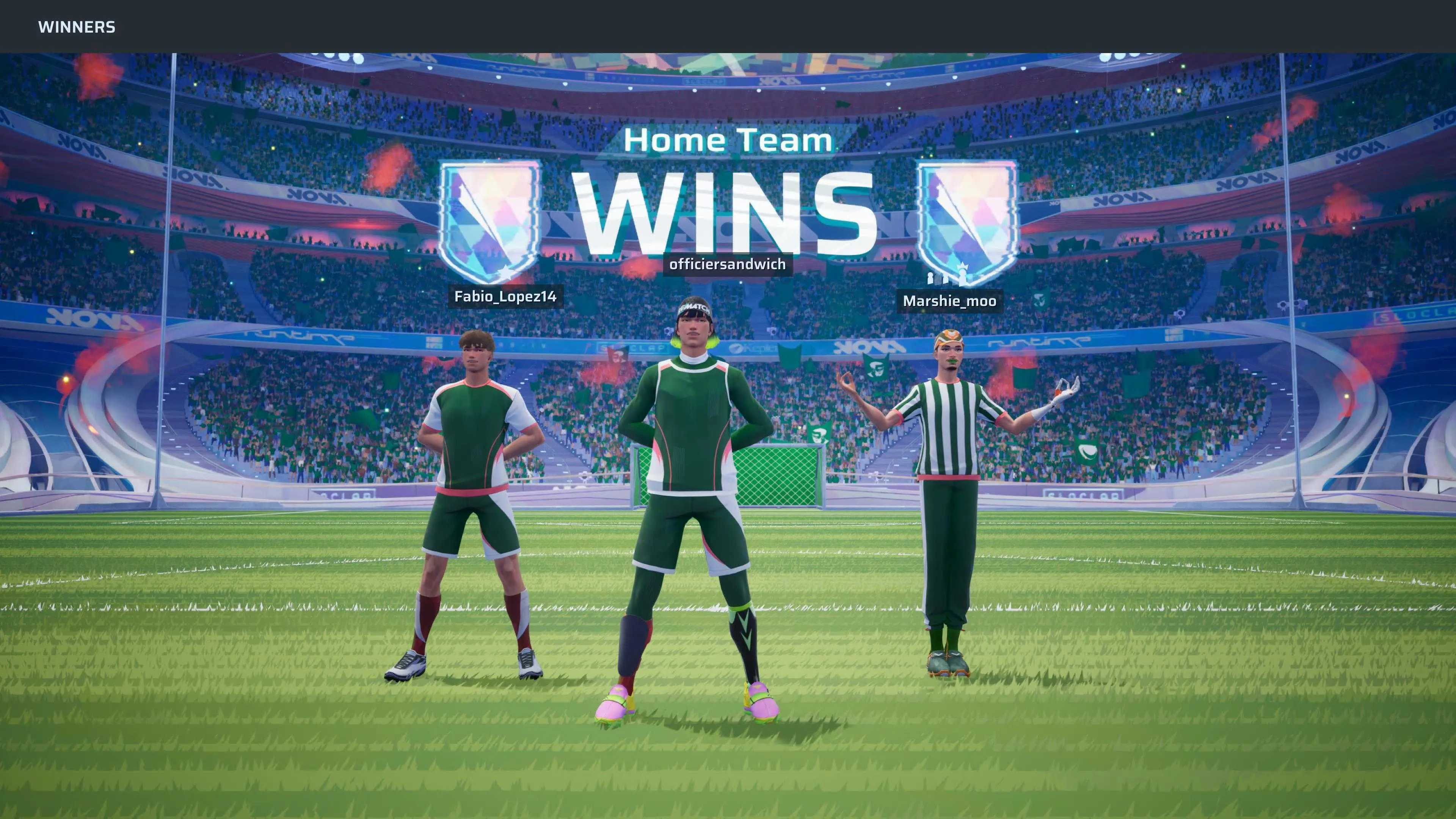 Màn hình ăn mừng chiến thắng trong game Rematch