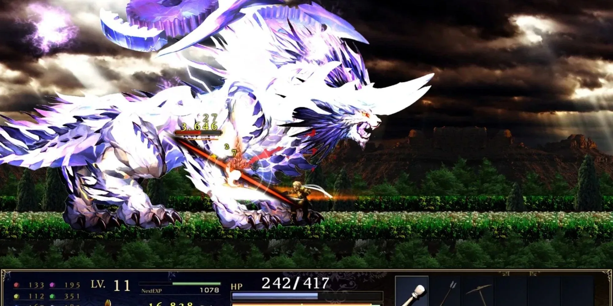Màn hình chiến đấu và đồ họa 2D của game Astlibra Revision phong cách cổ điển