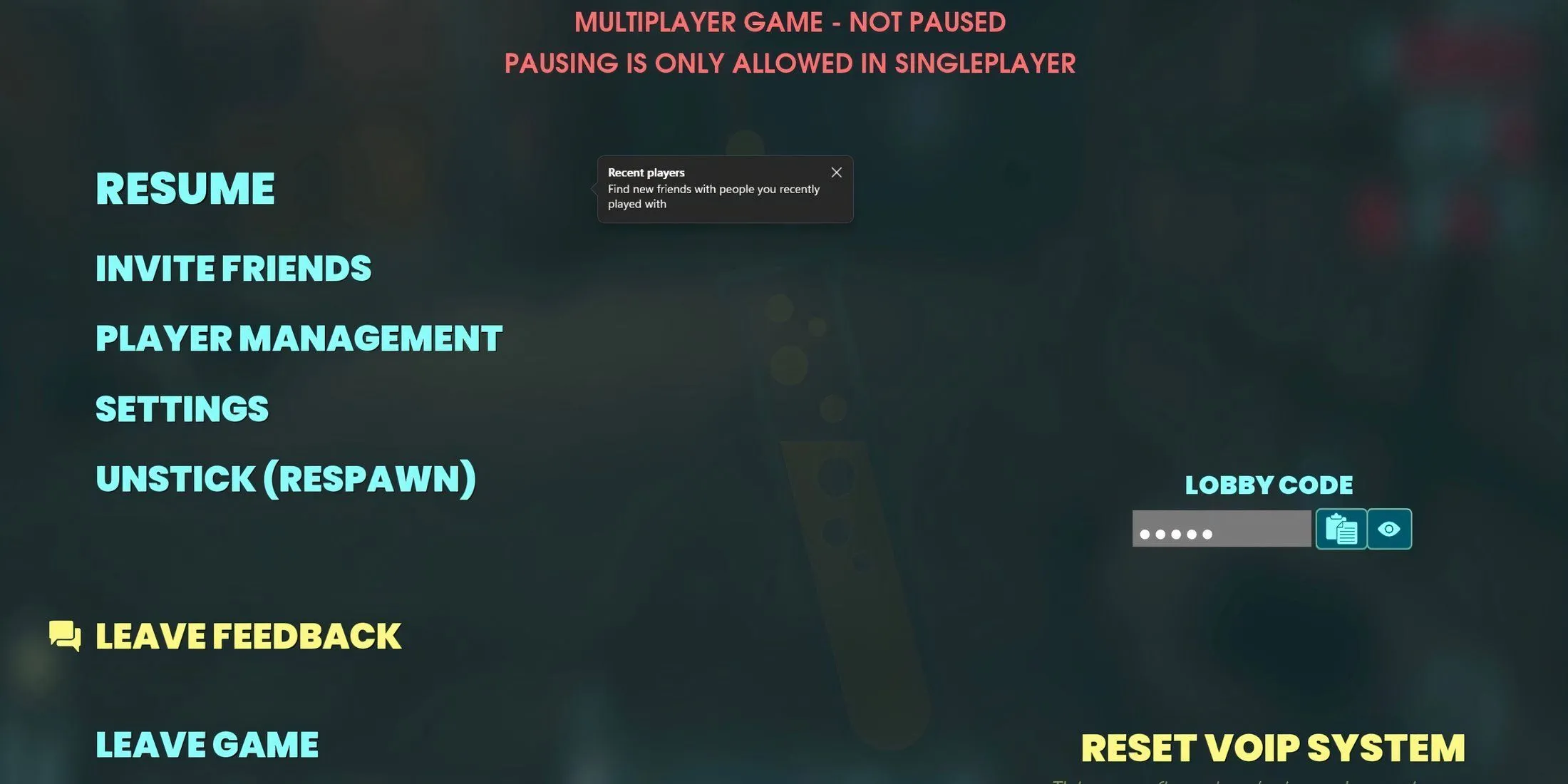Màn hình nhập Lobby Code để tham gia server Abiotic Factor