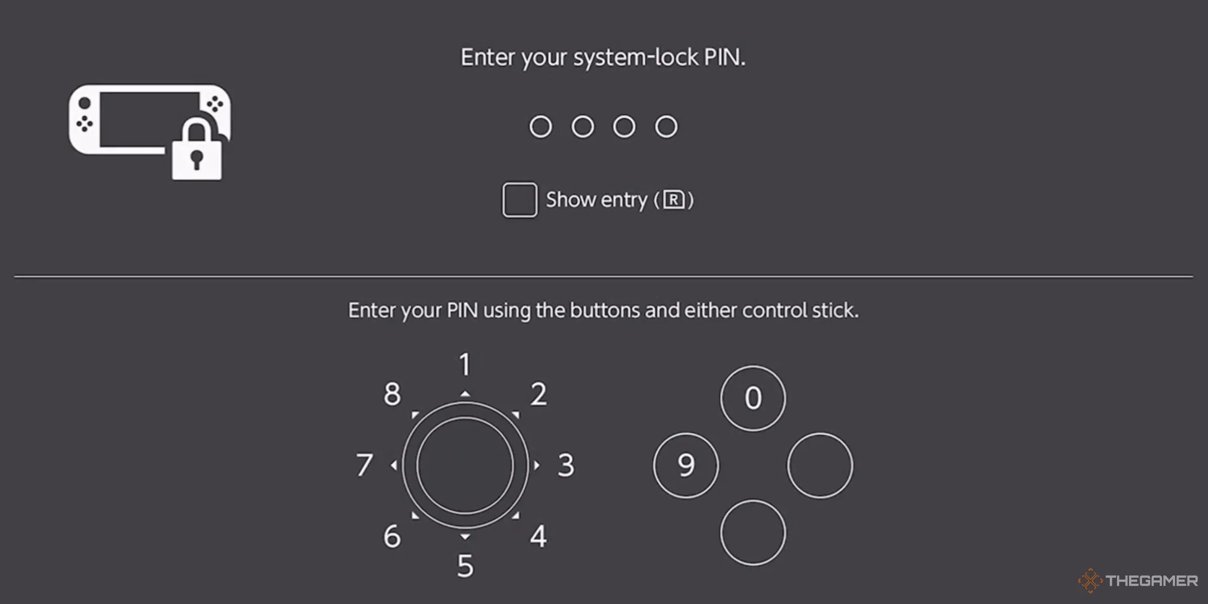 Màn hình nhập mã PIN trên Nintendo Switch 2.