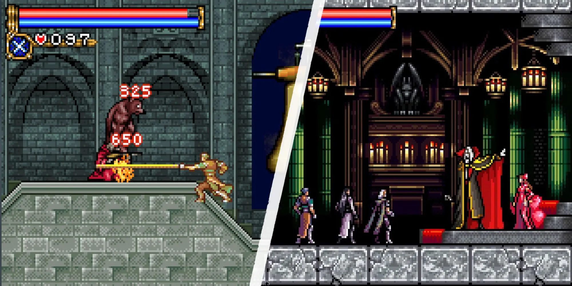 Nathan đối đầu với Dracula và các quái vật khác trong Castlevania: Circle of the Moon.