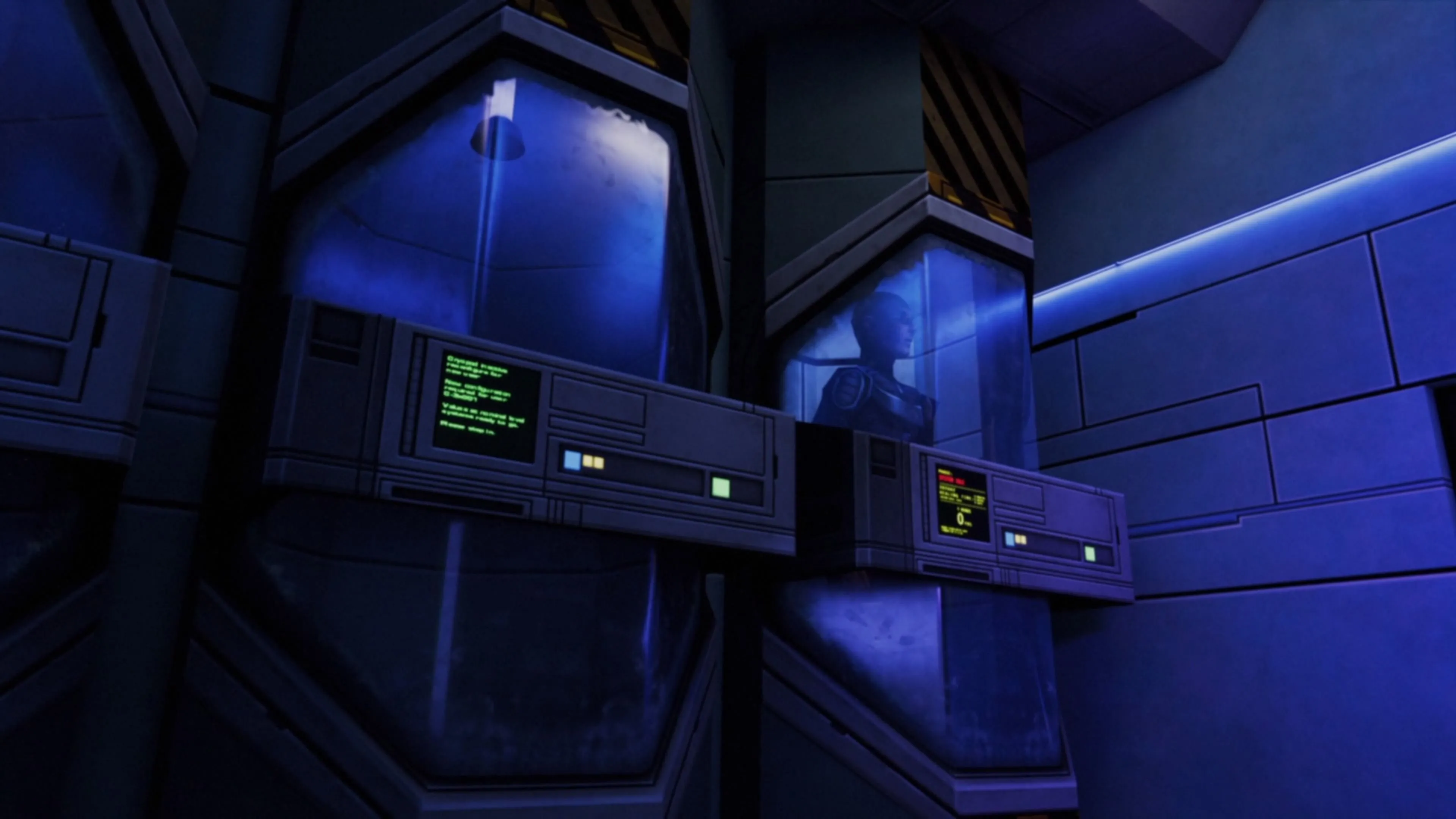 Nhân vật chính trong trạng thái ngủ đông, cảnh mở đầu quen thuộc của System Shock 2