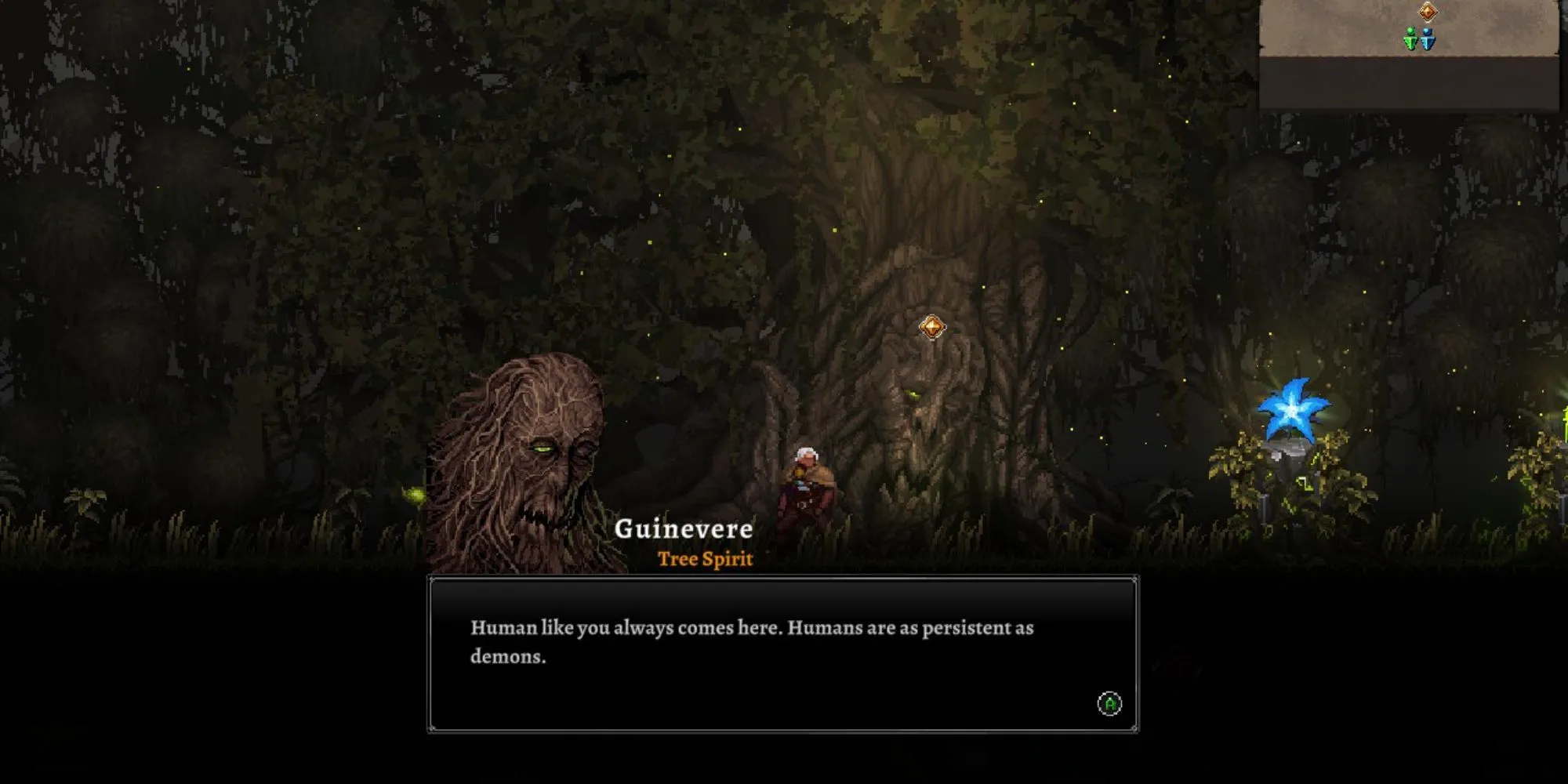 Nhân vật Guinevere và linh hồn cây trong một phân cảnh của Dragon Is Dead