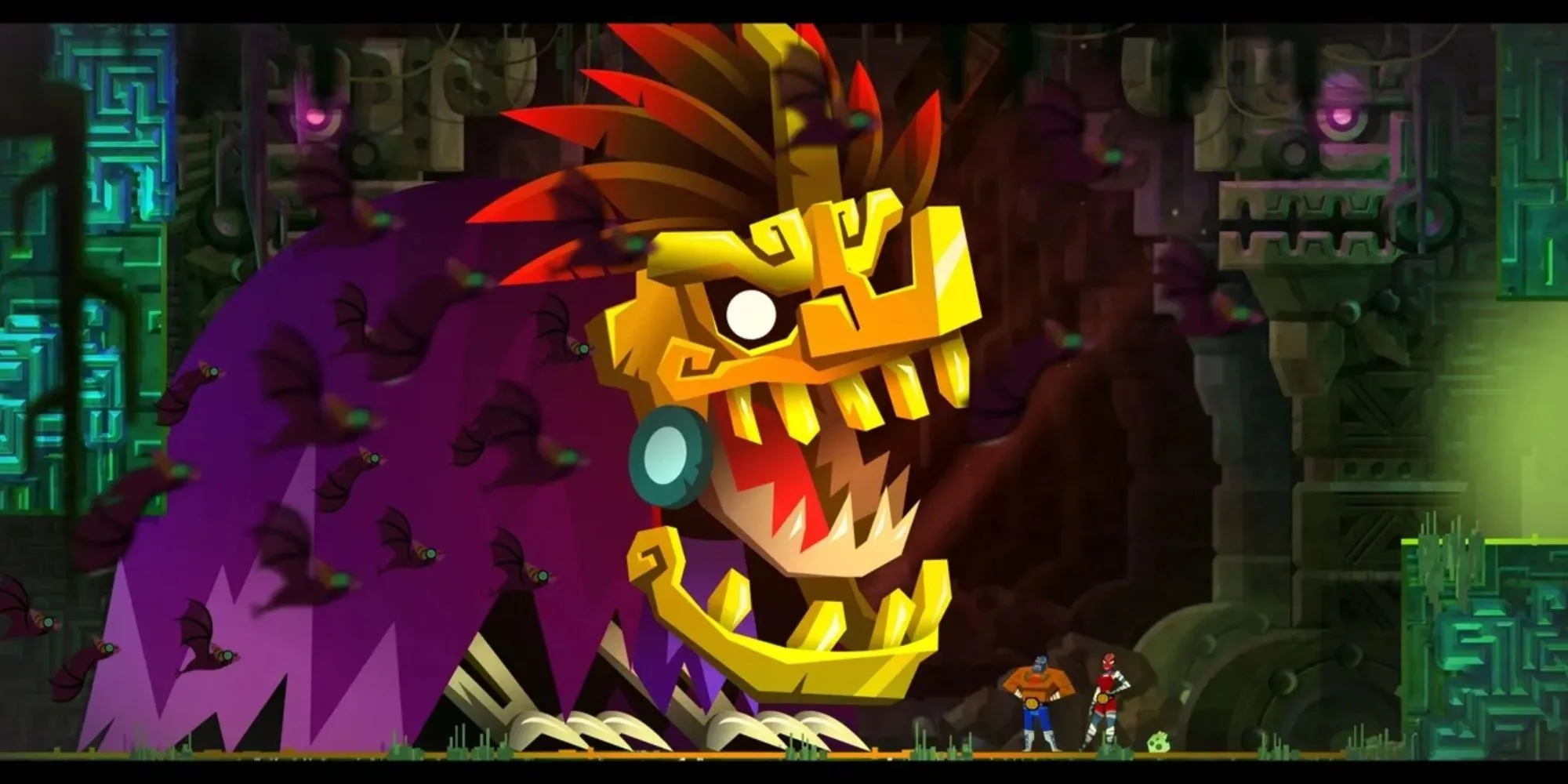 Nhân vật Juan Aguacate trong trang phục Lucha Libre trong game Metroidvania Guacamelee! 2