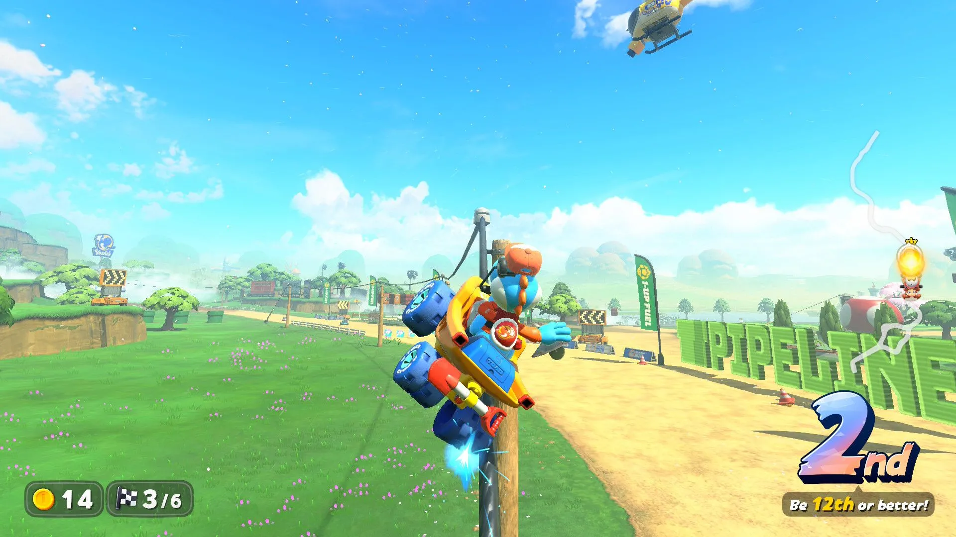 Nhân vật mài ray trên đường đua trong Mario Kart World