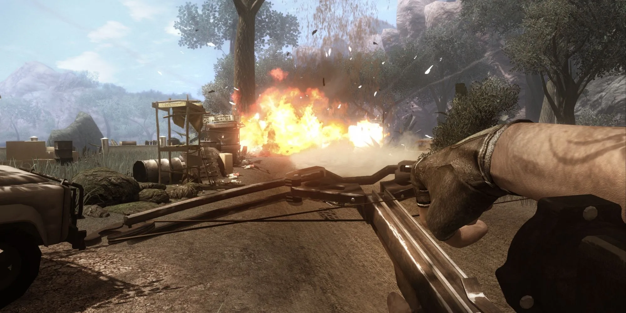 Phong cảnh savan châu Phi rộng lớn trong Far Cry 2 với hiệu ứng cháy lan