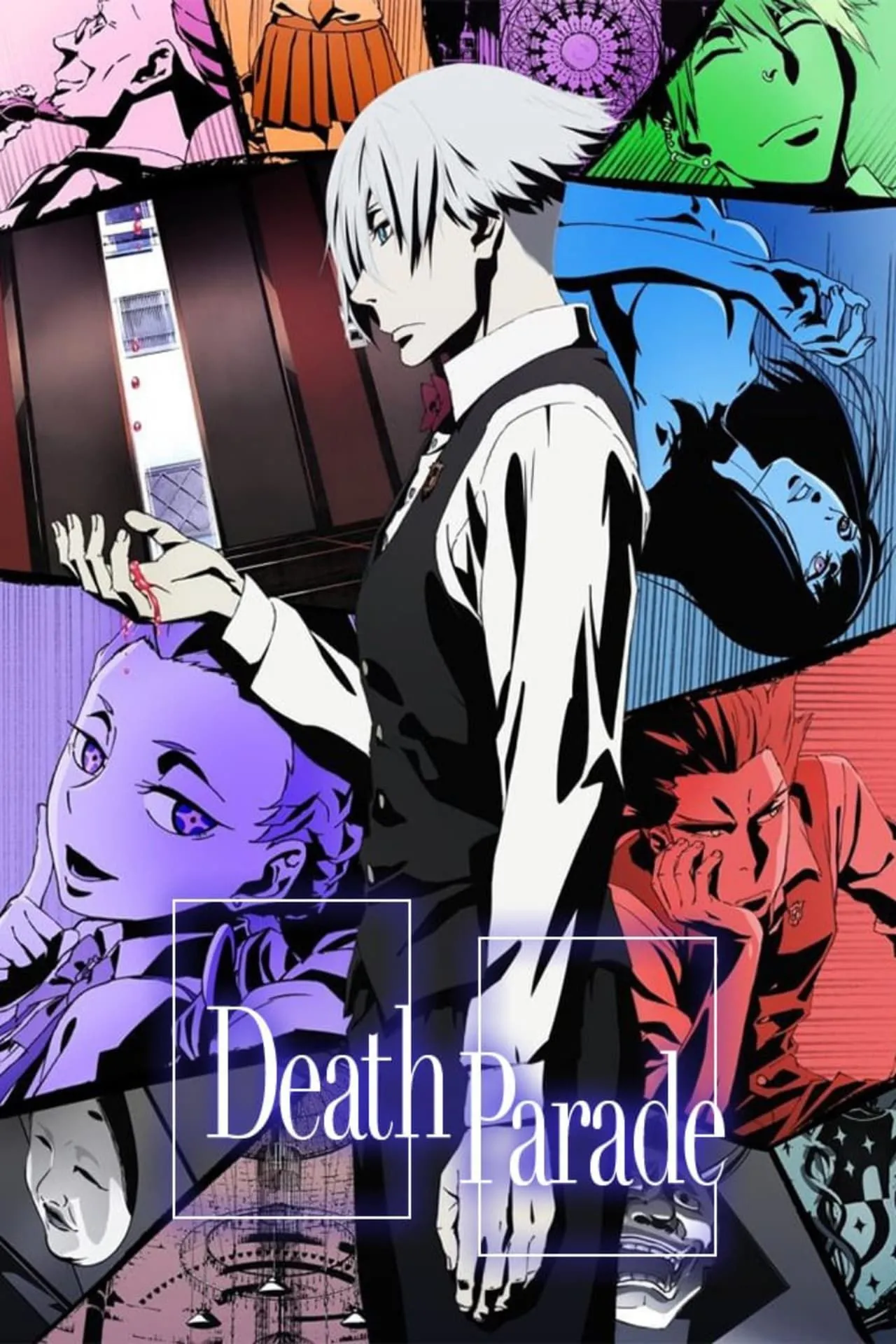 Poster anime Death Parade với Decim đứng giữa