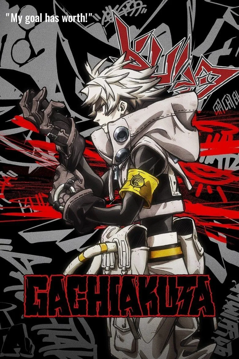 Poster anime Gachiakuta với Rudo và các nhân vật khác giữa khung cảnh đổ nát