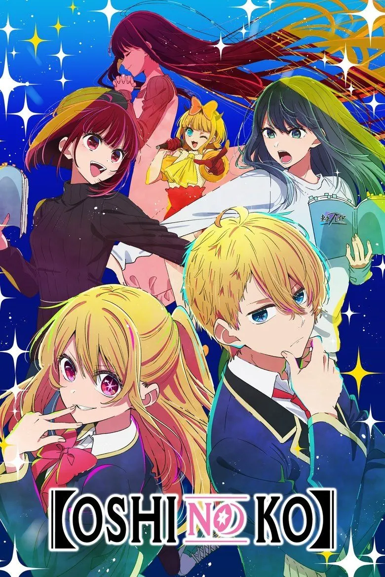 Poster anime Oshi no Ko với nhân vật chính Aqua và Ruby