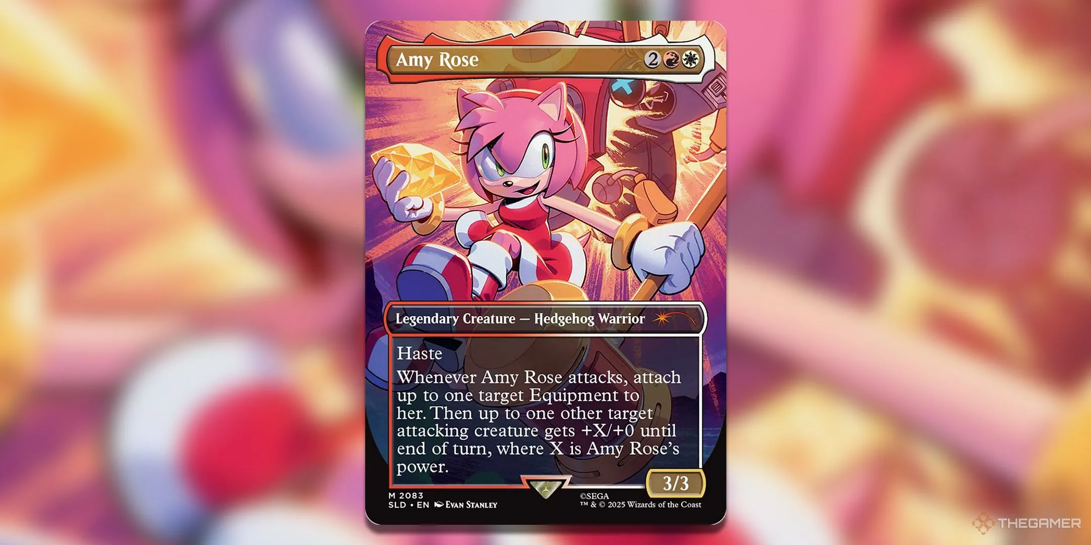 Thẻ bài Amy Rose MTG, thể hiện tiềm năng mạnh mẽ của Voltron commander với Piko Piko Hammer