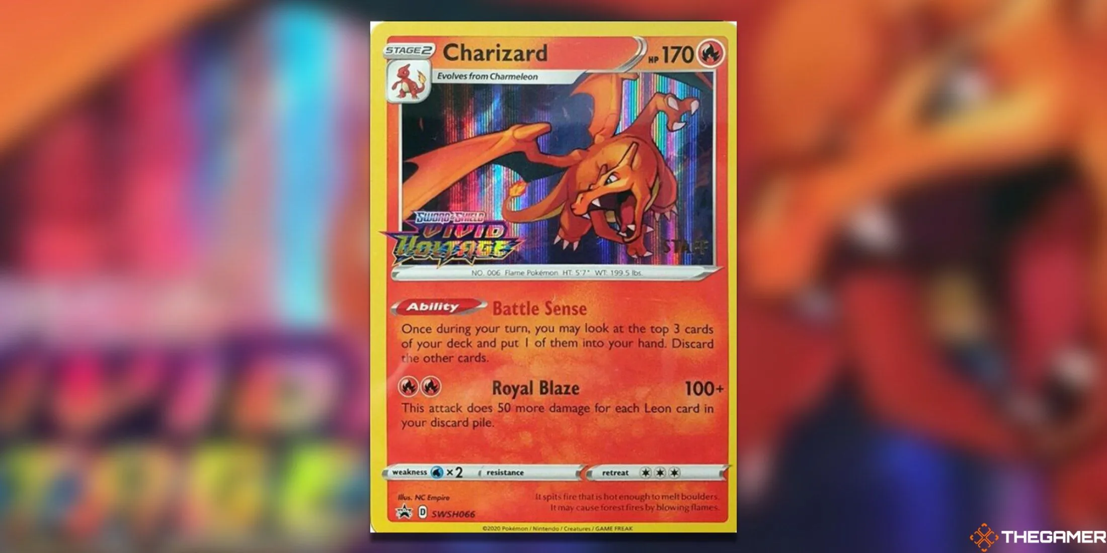 Thẻ bài Pokemon TCG Prerelease Charizard SWSH066 Staff từ Vivid Voltage, đỉnh cao giá trị