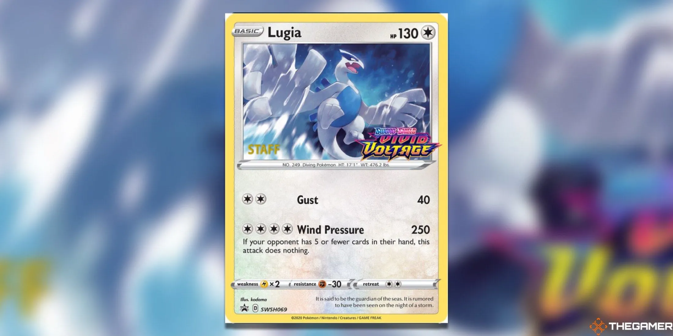 Thẻ bài Pokemon TCG Prerelease Lugia SWSH069 Staff từ set Vivid Voltage thuộc kỷ nguyên Sword &amp; Shield