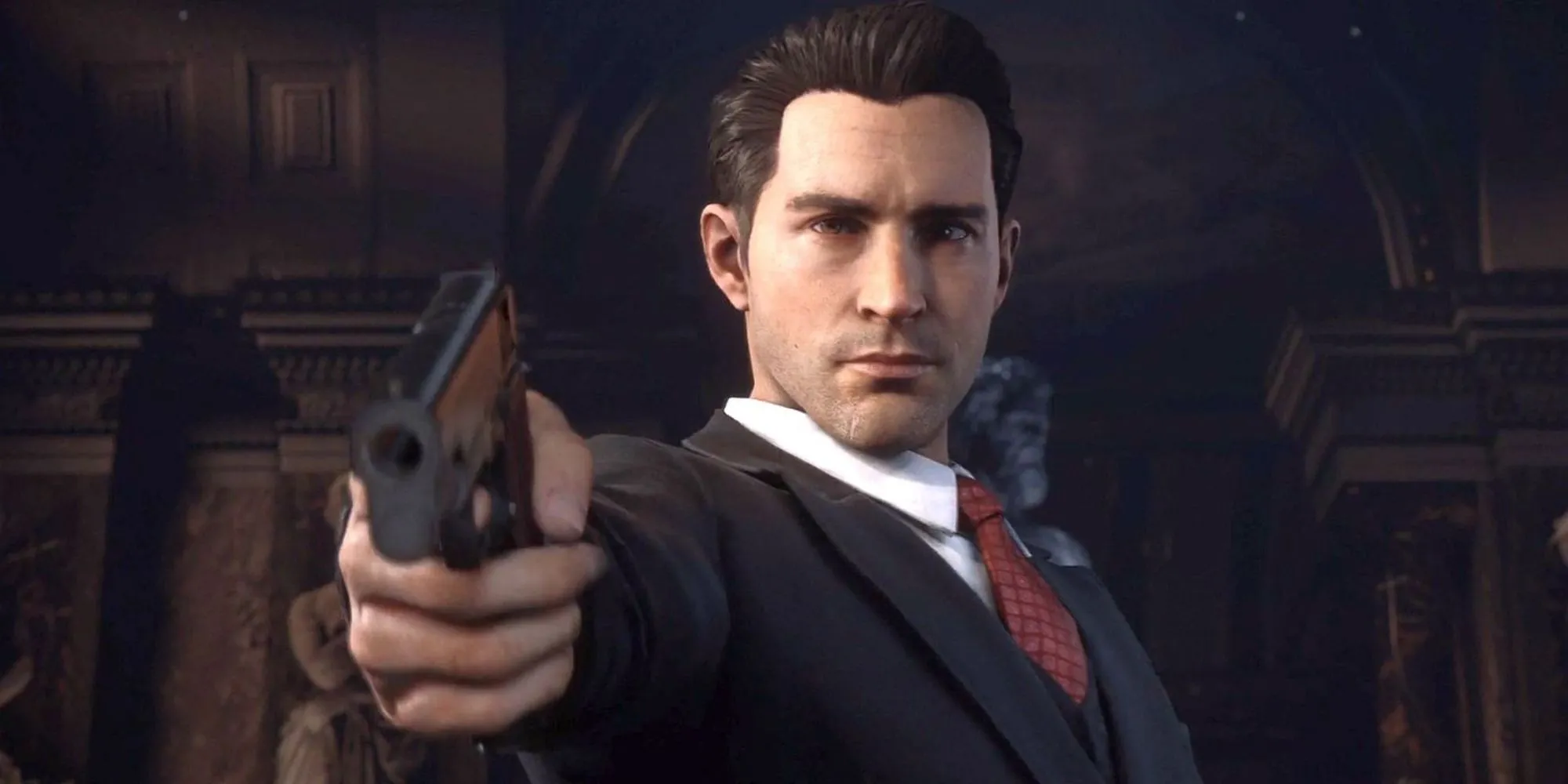 Tommy Angelo lái xe trong Mafia Definitive Edition, bối cảnh thành phố Lost Heaven thập niên 1930