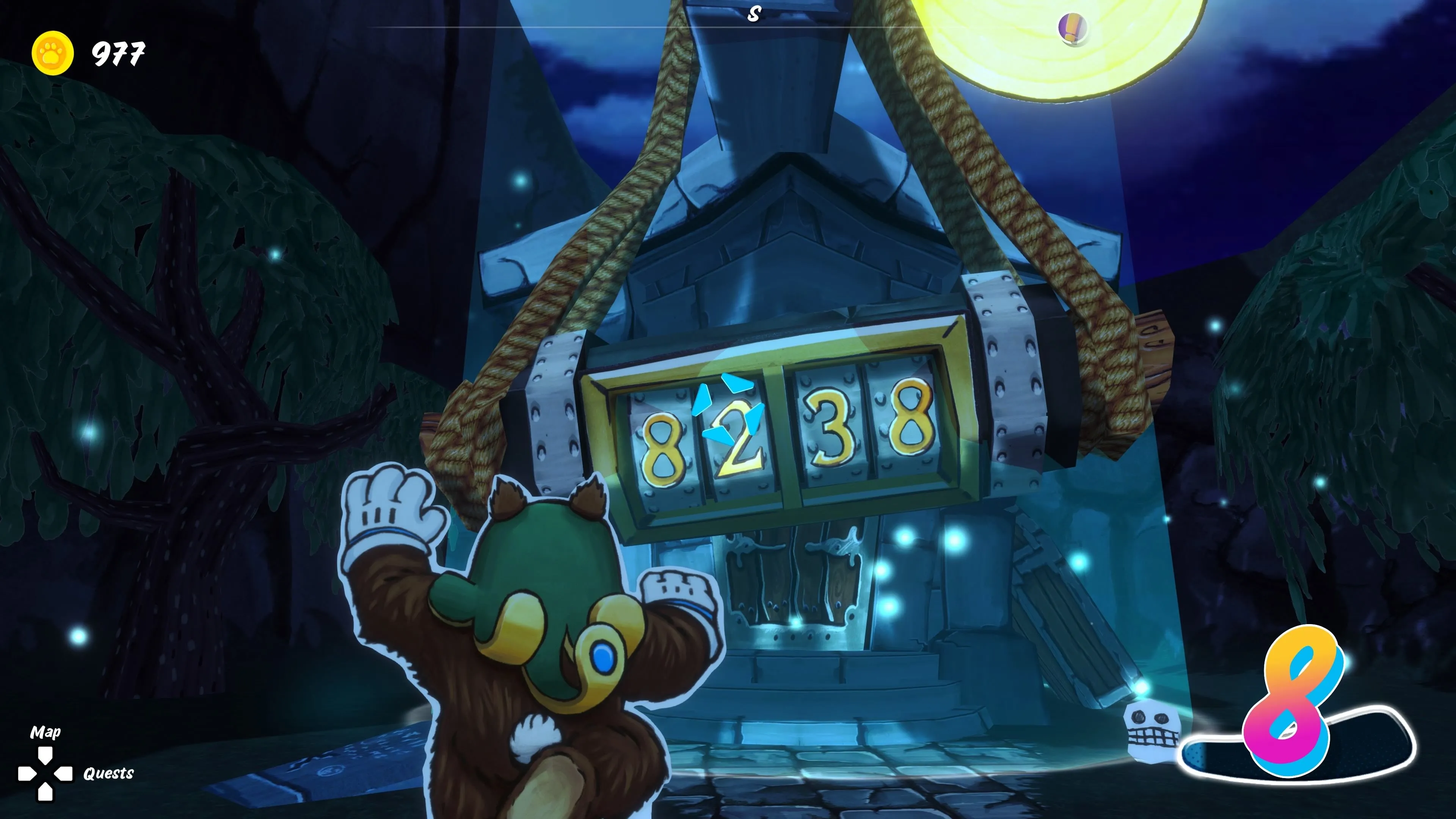 Ví dụ về câu đố trong game Ruffy and the Riverside - Khóa hầm mộ