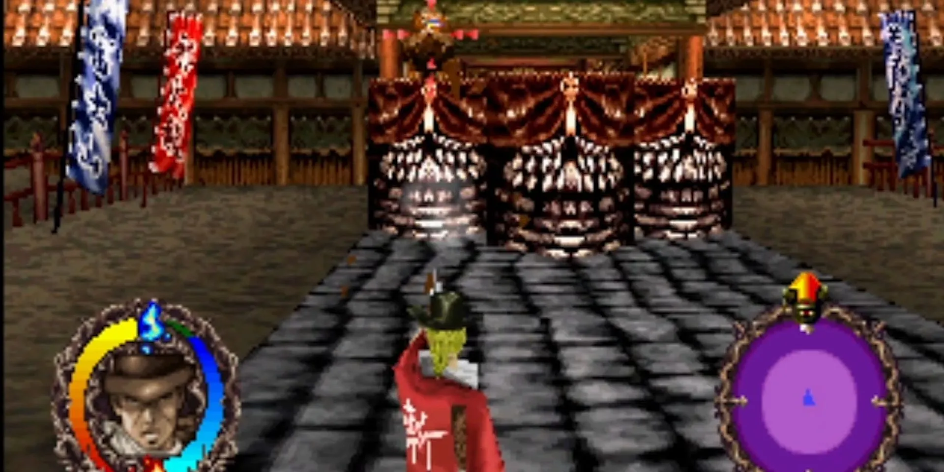 Zan, chàng Samurai Tay Súng, đối đầu kẻ thù với katana và súng lục trong Rising Zan: The Samurai Gunman, một game hành động độc đáo trên PS1