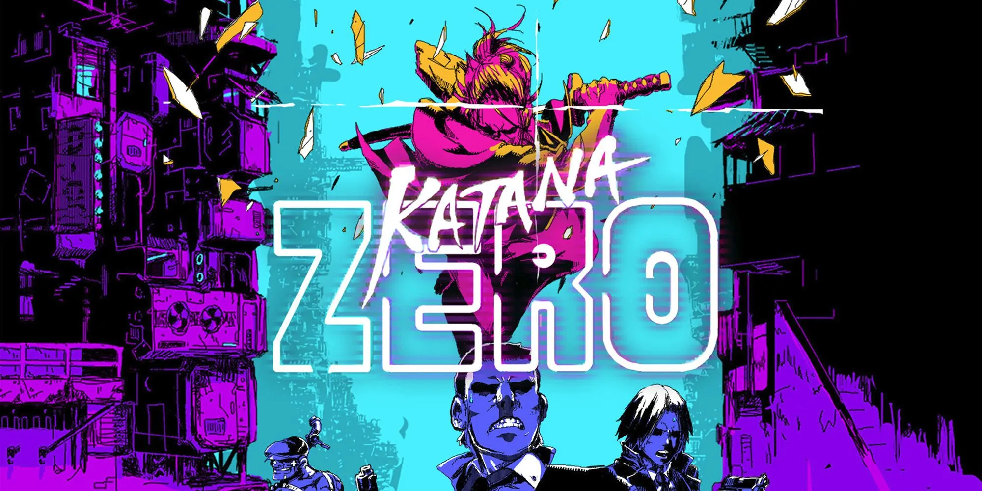 Zero tấn công kẻ địch bằng kiếm trong một màn chơi hành động tốc độ cao của Katana Zero.